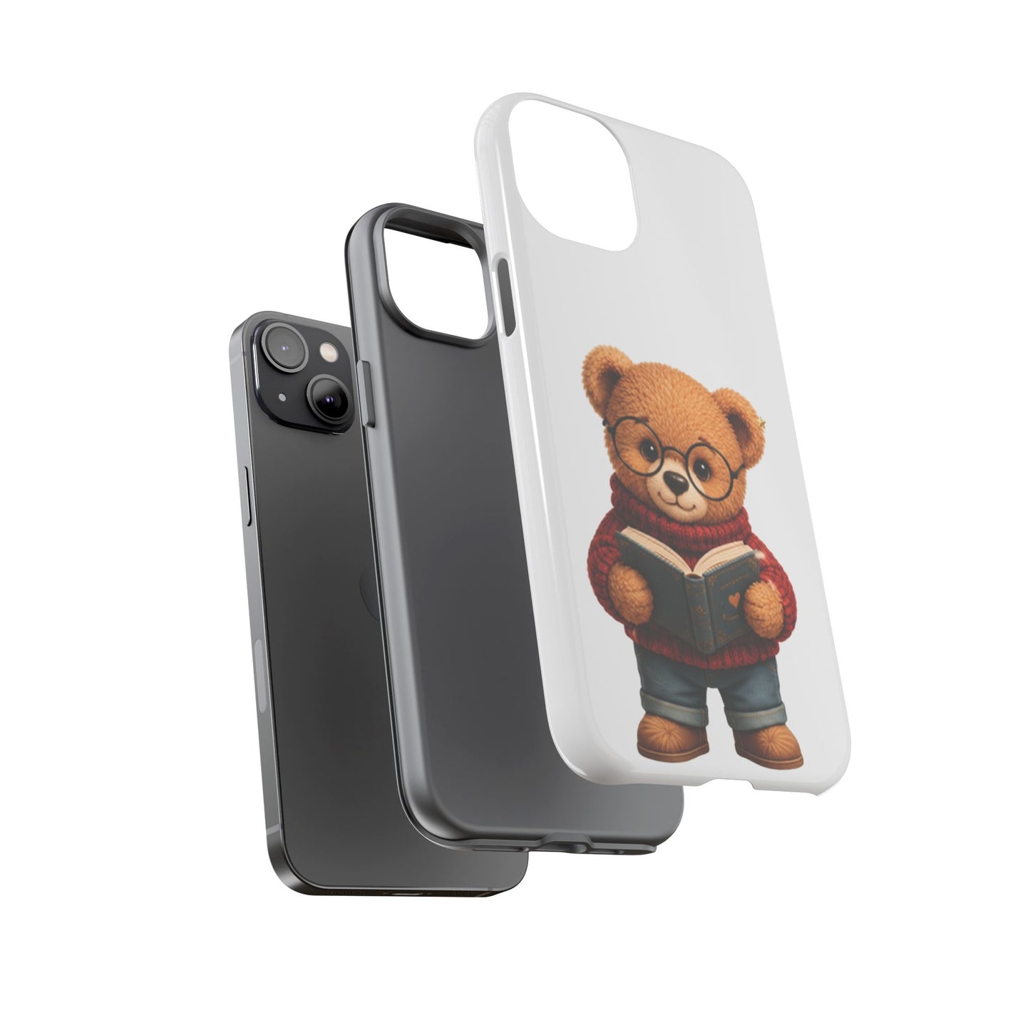 Personalized Teddy Bear Phone Case | Cute Book Lover iPhone & Samsung Case | Custom Name Floral