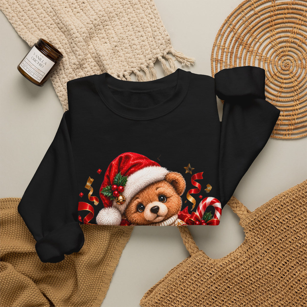 Christmas Bear Sweatshirt, Cute Teddy Bear Crewneck, Holiday Sweatshirt, Christmas Gift, Cozy Winter Sweater