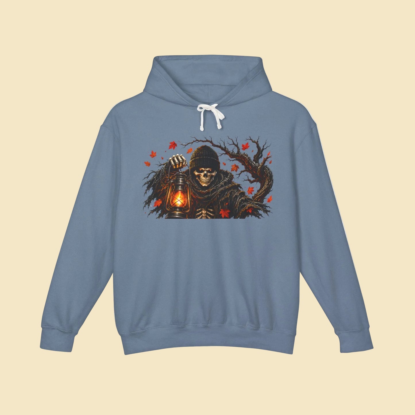Skeleton Lantern Hoodie, Gothic Halloween Sweatshirt, Dark Fantasy Skeleton Cat Hoodie, Fall Graphic Hoodie