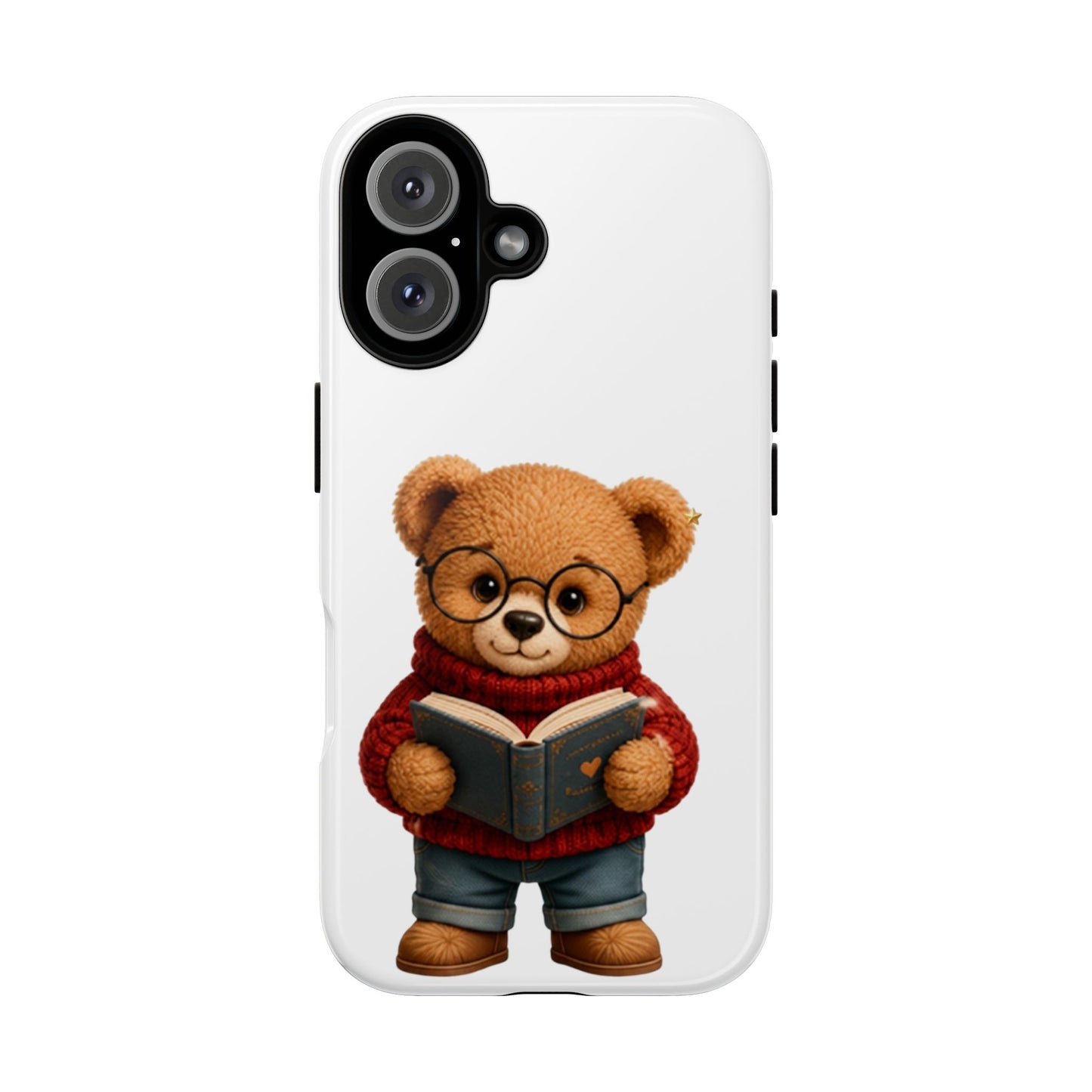 Personalized Teddy Bear Phone Case | Cute Book Lover iPhone & Samsung Case | Custom Name Floral
