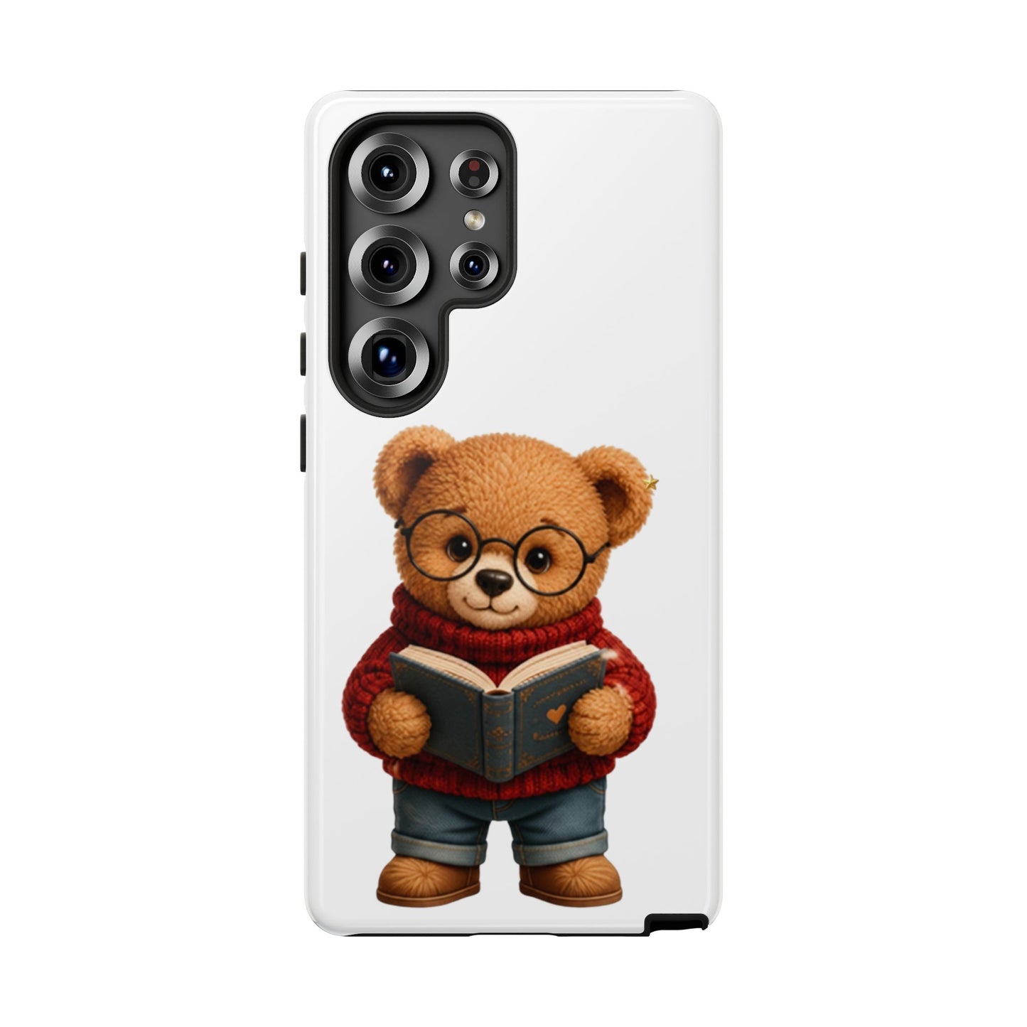 Personalized Teddy Bear Phone Case | Cute Book Lover iPhone & Samsung Case | Custom Name Floral