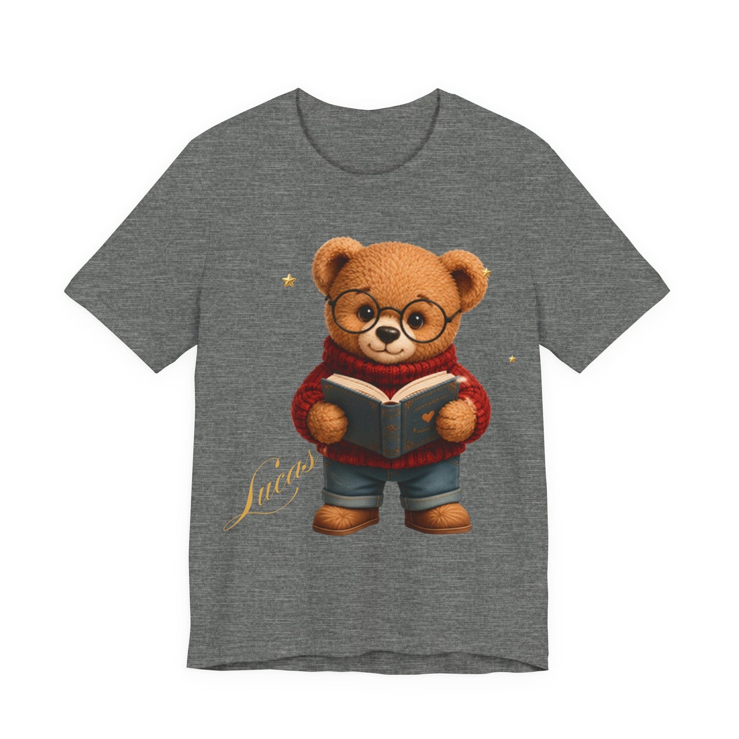 Personalized Teddy Bear Shirt, Custom Name Bear Gift, Cute Reading Bear