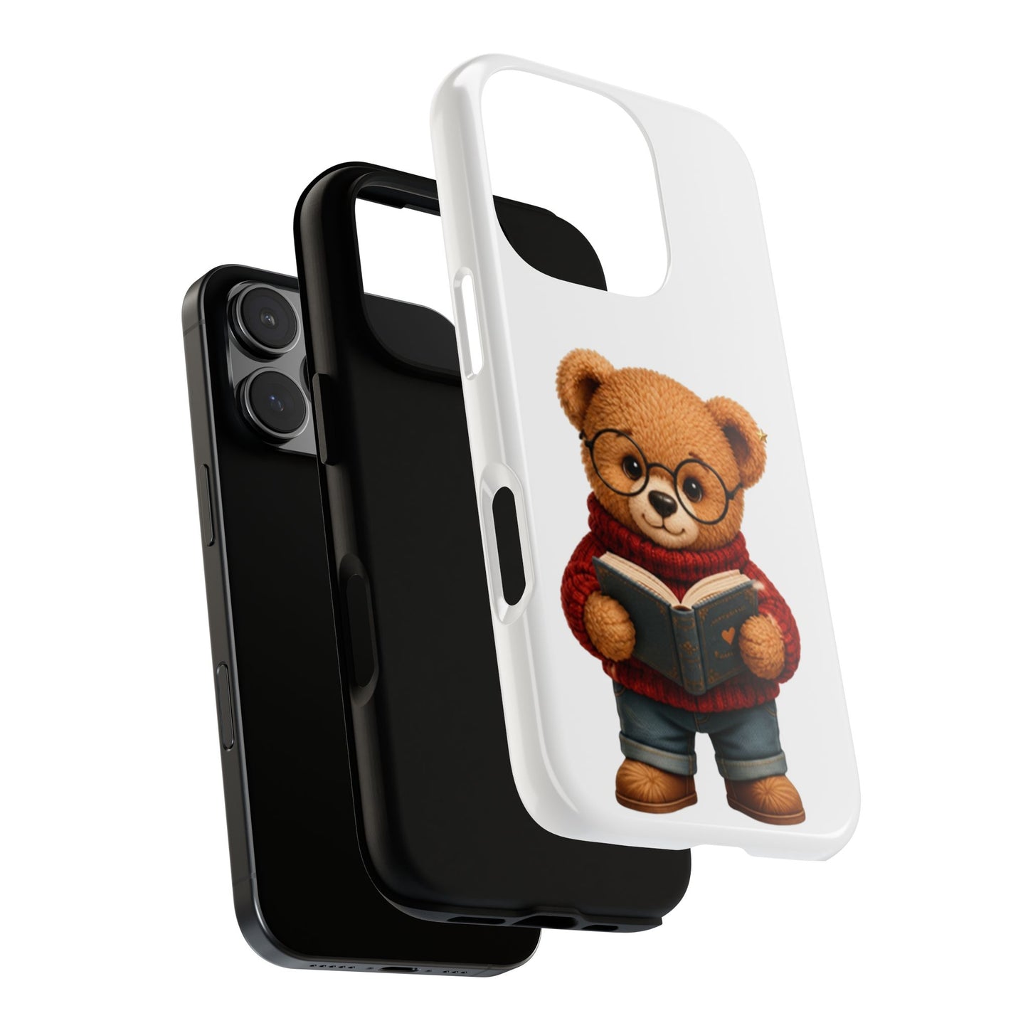 Personalized Teddy Bear Phone Case | Cute Book Lover iPhone & Samsung Case | Custom Name Floral