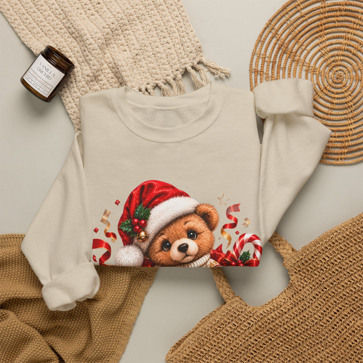 Christmas Bear Sweatshirt, Cute Teddy Bear Crewneck, Holiday Sweatshirt, Christmas Gift, Cozy Winter Sweater