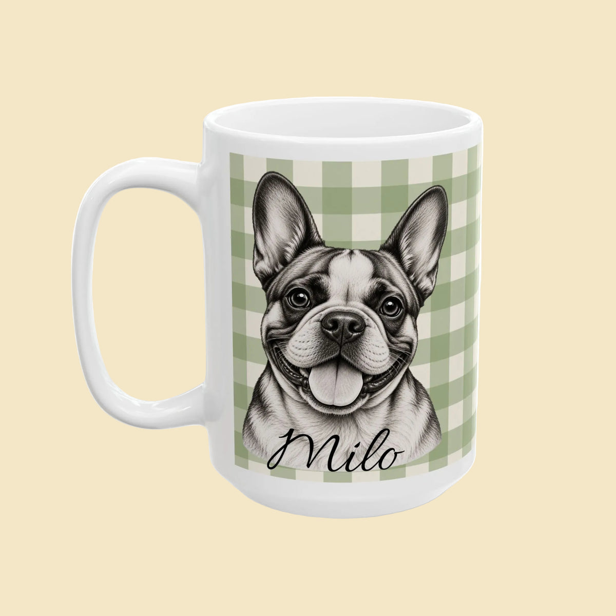 Personalized French Bulldog Mug, Custom Dog Name Coffee Cup, Frenchie Lover Gift, Dog Portrait Mug