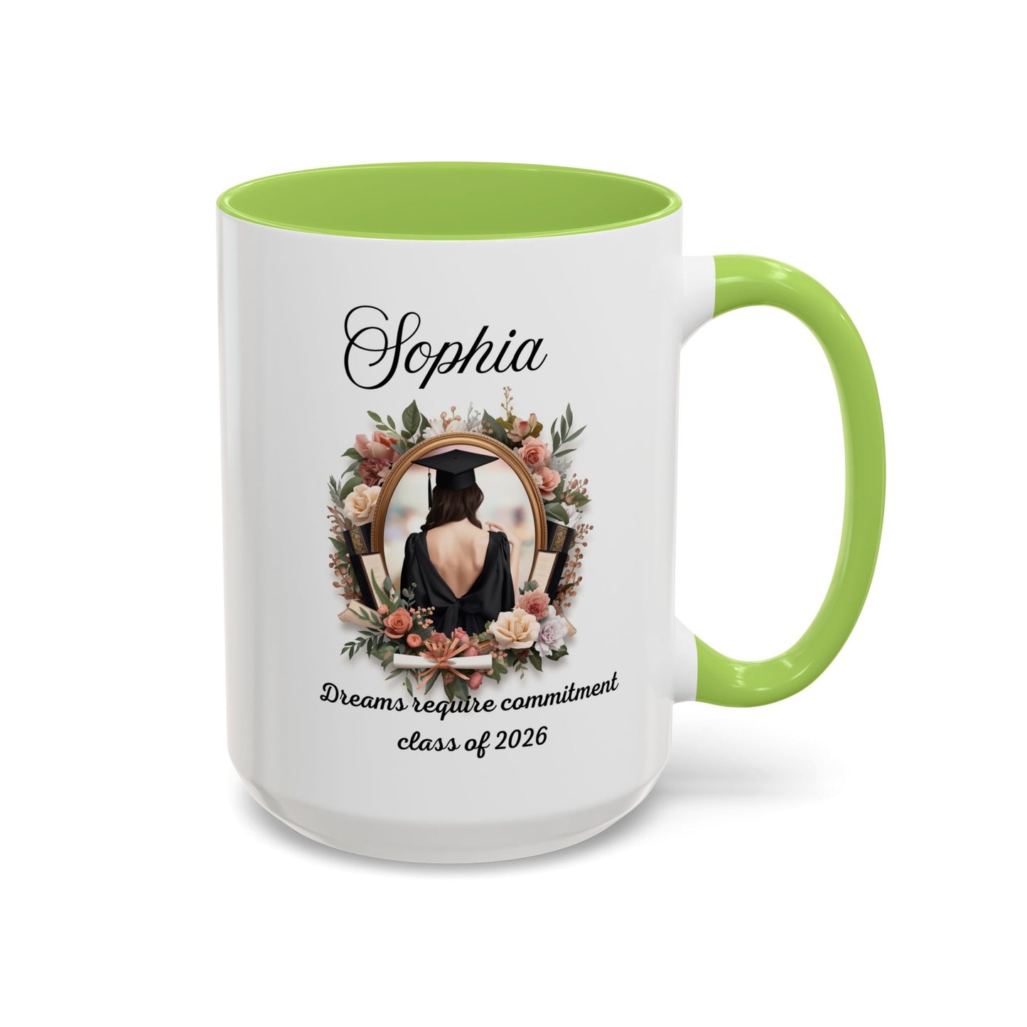Personalized Graduation Coffee Mug | Class of 2026 Gift for Her | Floral College Mug