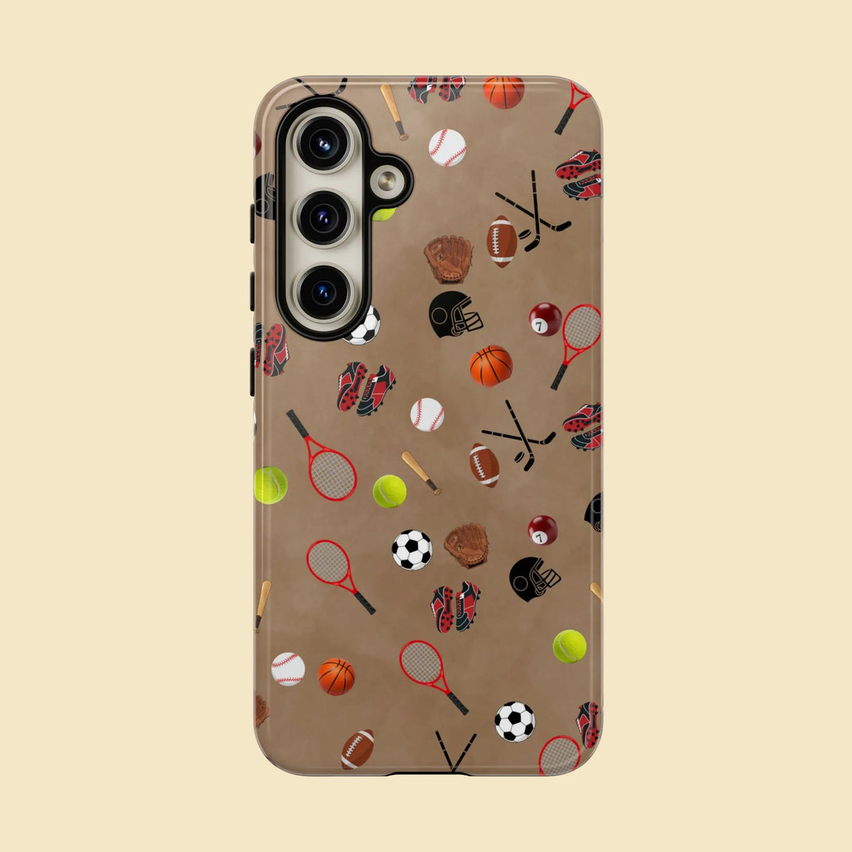 Sports Pattern Phone Case | Athletic iPhone & Samsung Tough Case | Soccer Baseball Basketball Tennis Football Design | Sports Lover Gift