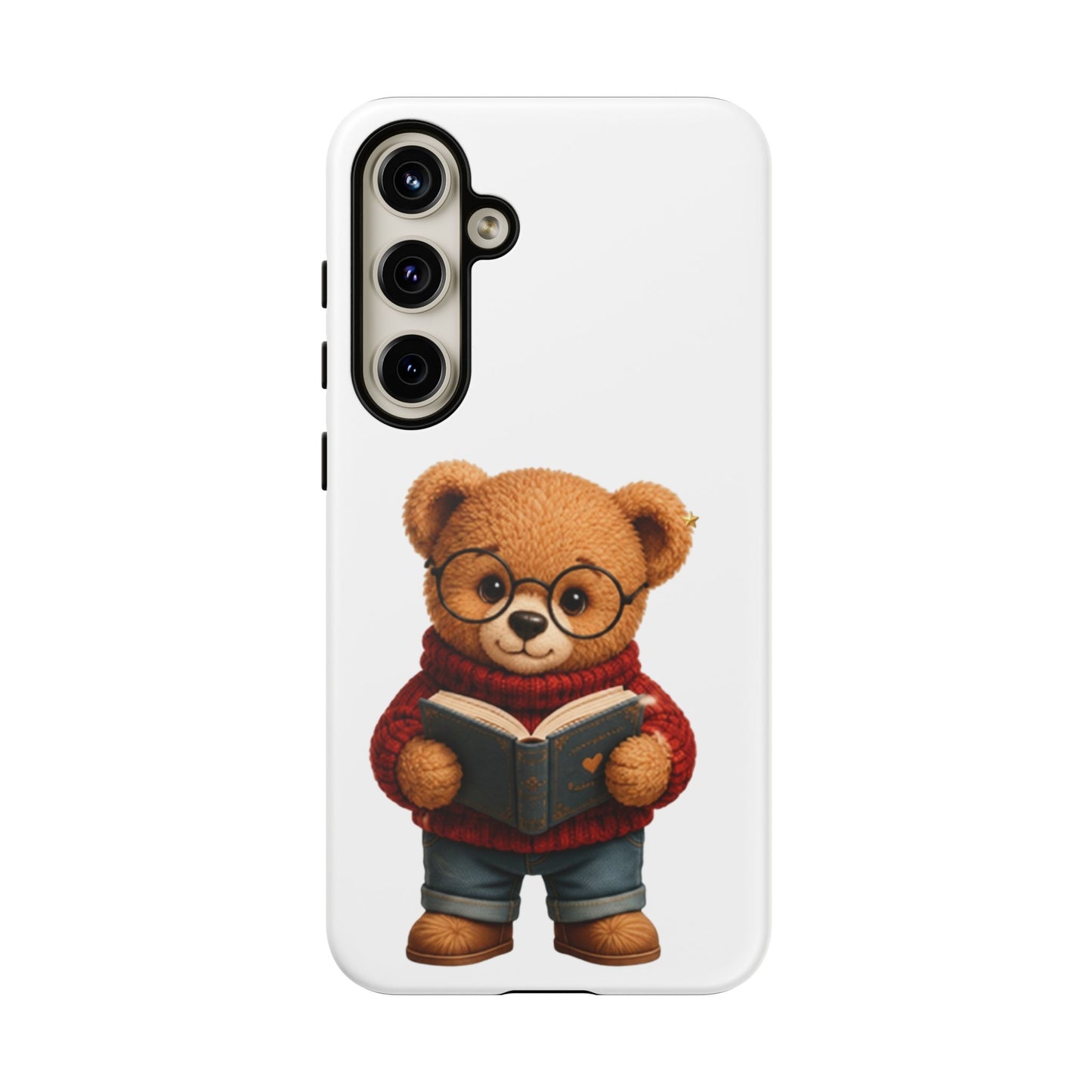 Personalized Teddy Bear Phone Case | Cute Book Lover iPhone & Samsung Case | Custom Name Floral