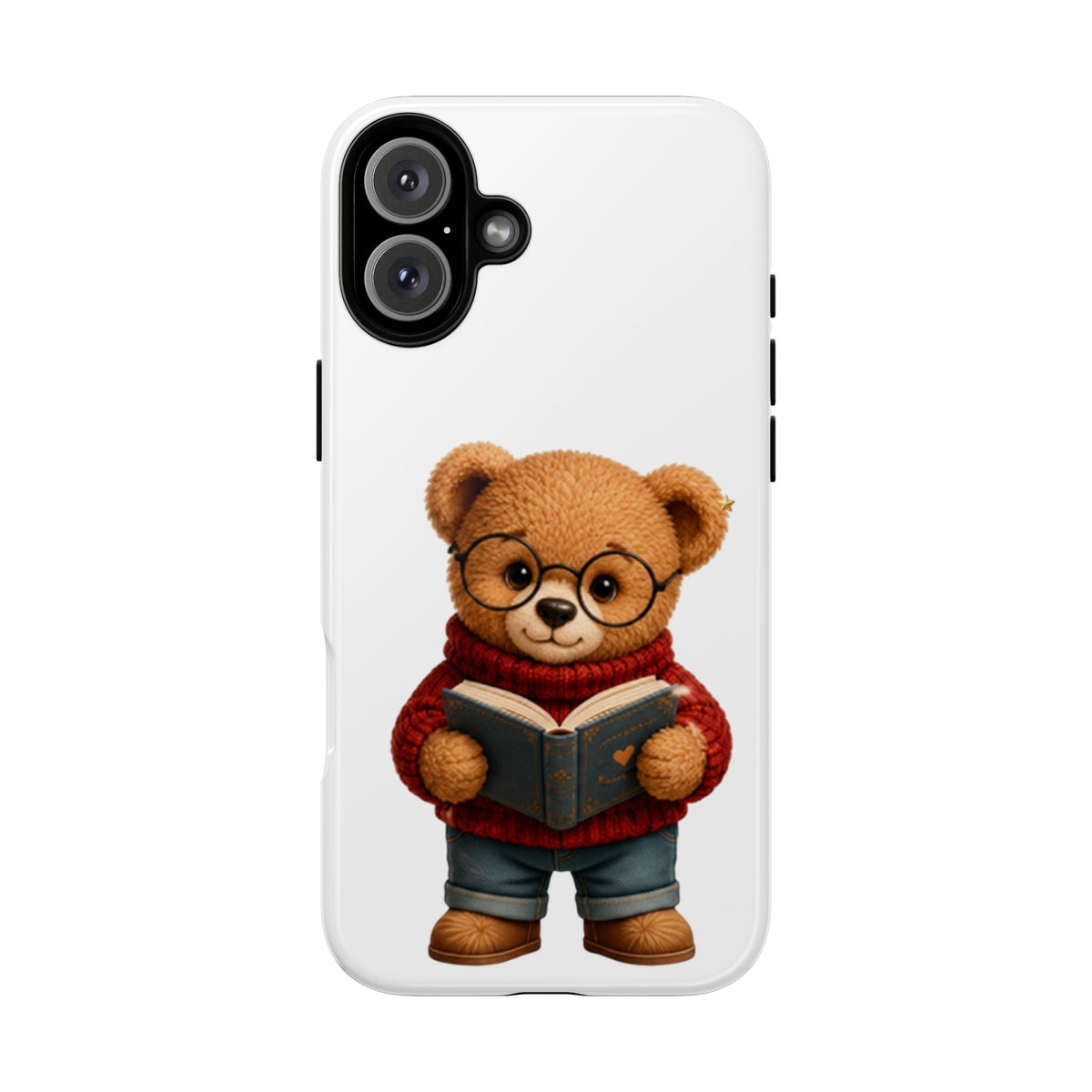 Personalized Teddy Bear Phone Case | Cute Book Lover iPhone & Samsung Case | Custom Name Floral