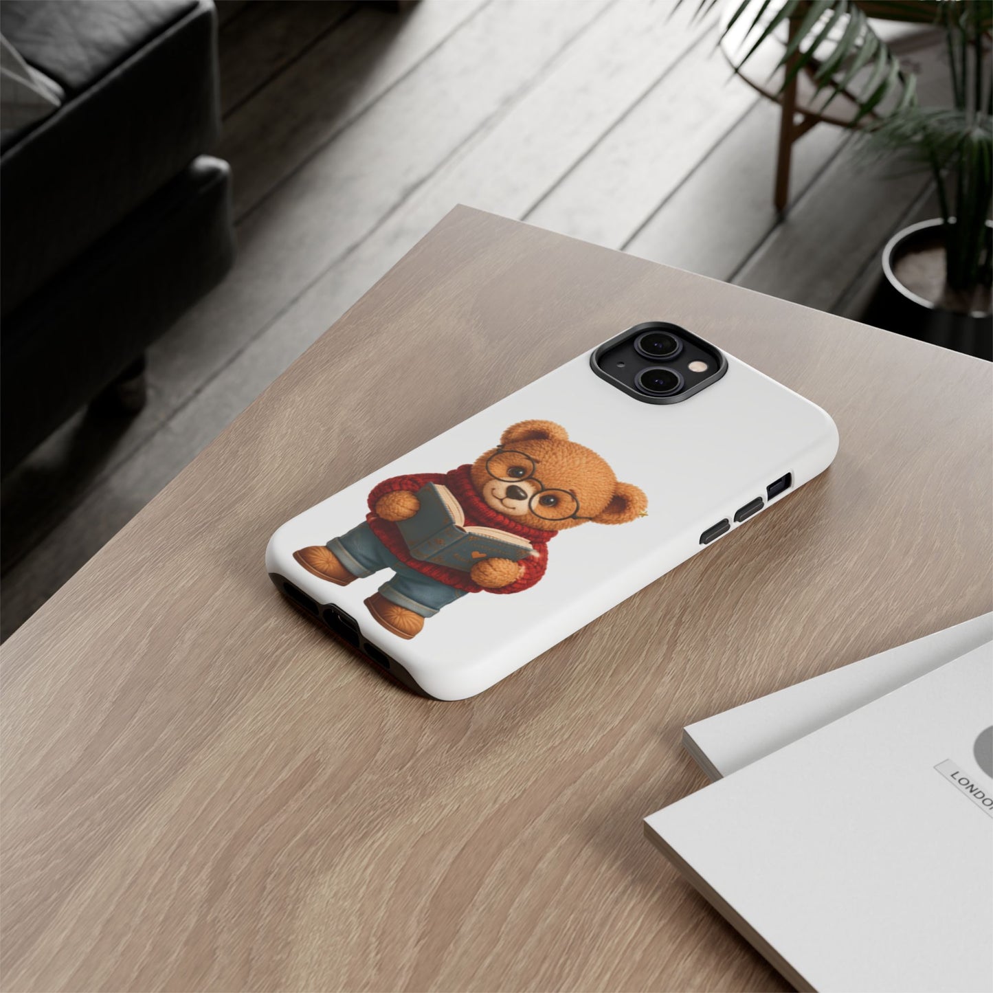Personalized Teddy Bear Phone Case | Cute Book Lover iPhone & Samsung Case | Custom Name Floral