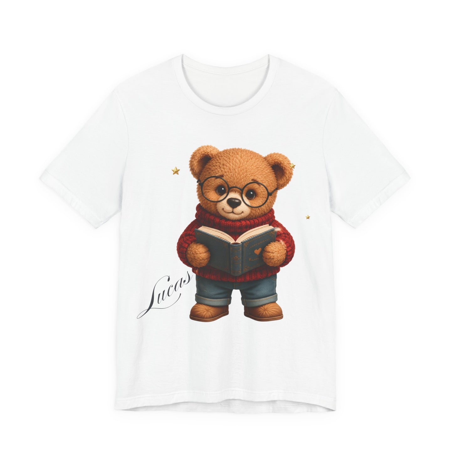 Personalized Teddy Bear Shirt, Custom Name Bear Gift, Cute Reading Bear