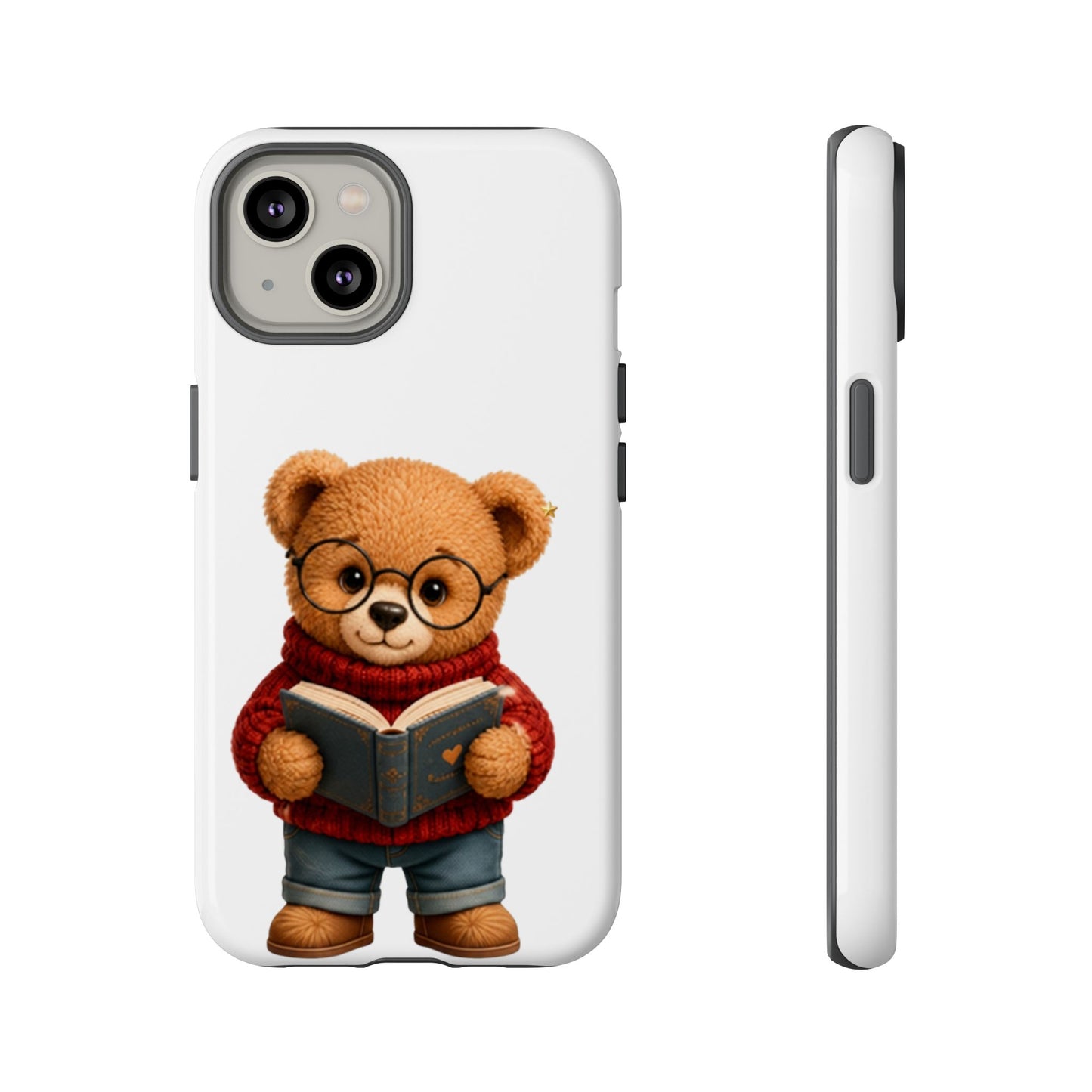 Personalized Teddy Bear Phone Case | Cute Book Lover iPhone & Samsung Case | Custom Name Floral
