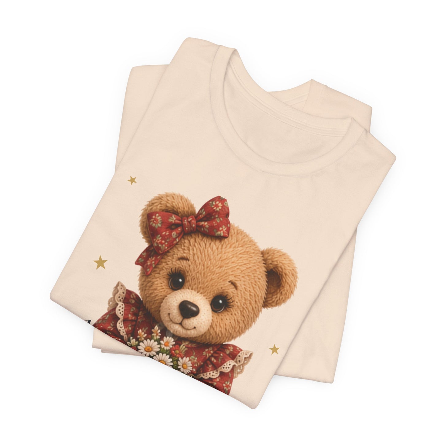 Personalized Teddy Bear Flower Shirt with Custom Name, Cute Bear Gift, Floral Teddy Bear T-Shirt