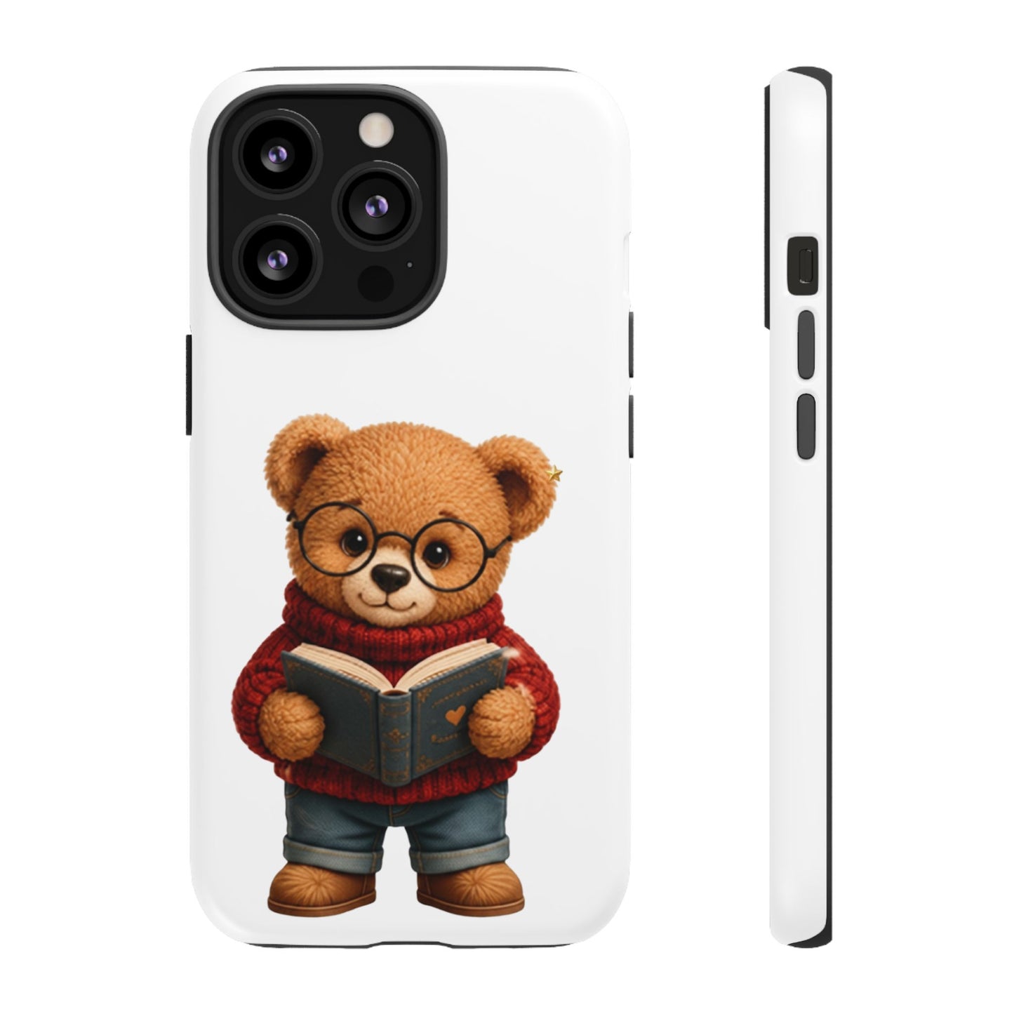 Personalized Teddy Bear Phone Case | Cute Book Lover iPhone & Samsung Case | Custom Name Floral