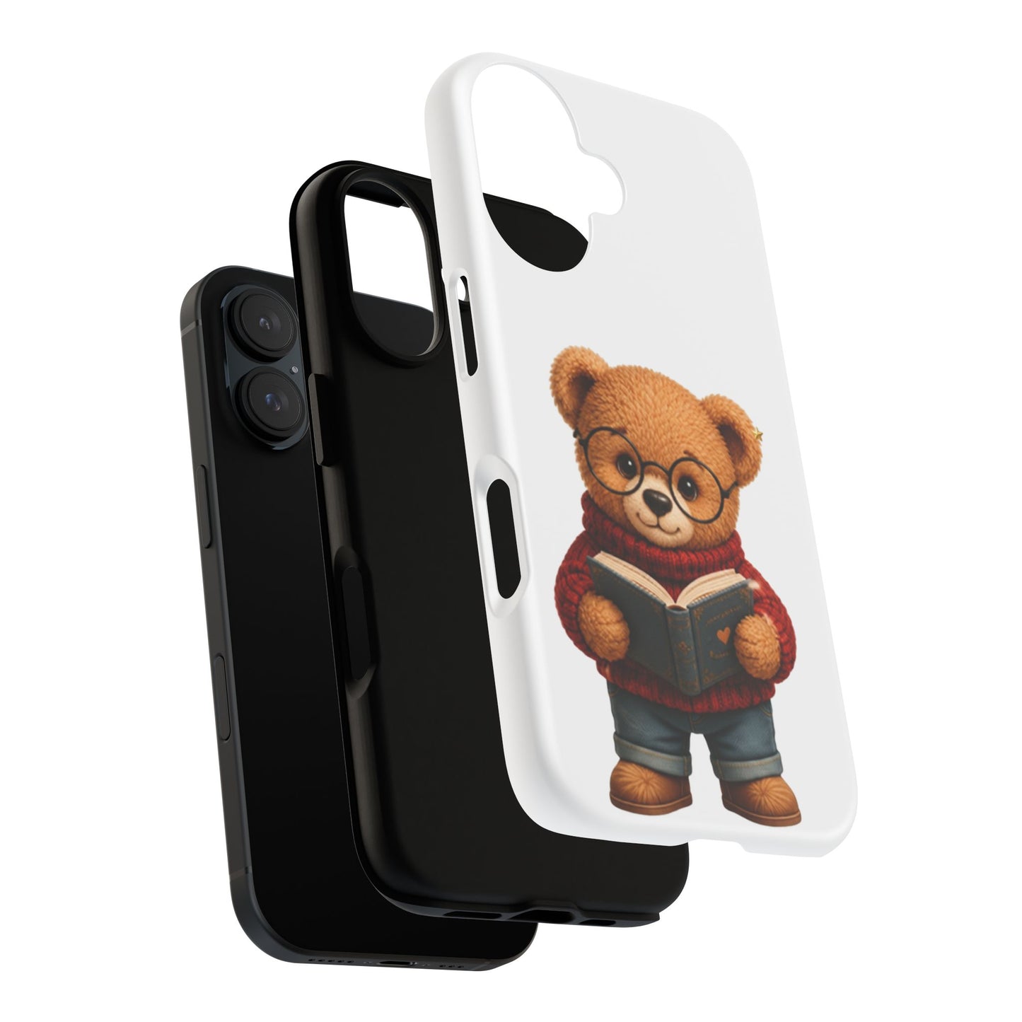 Personalized Teddy Bear Phone Case | Cute Book Lover iPhone & Samsung Case | Custom Name Floral