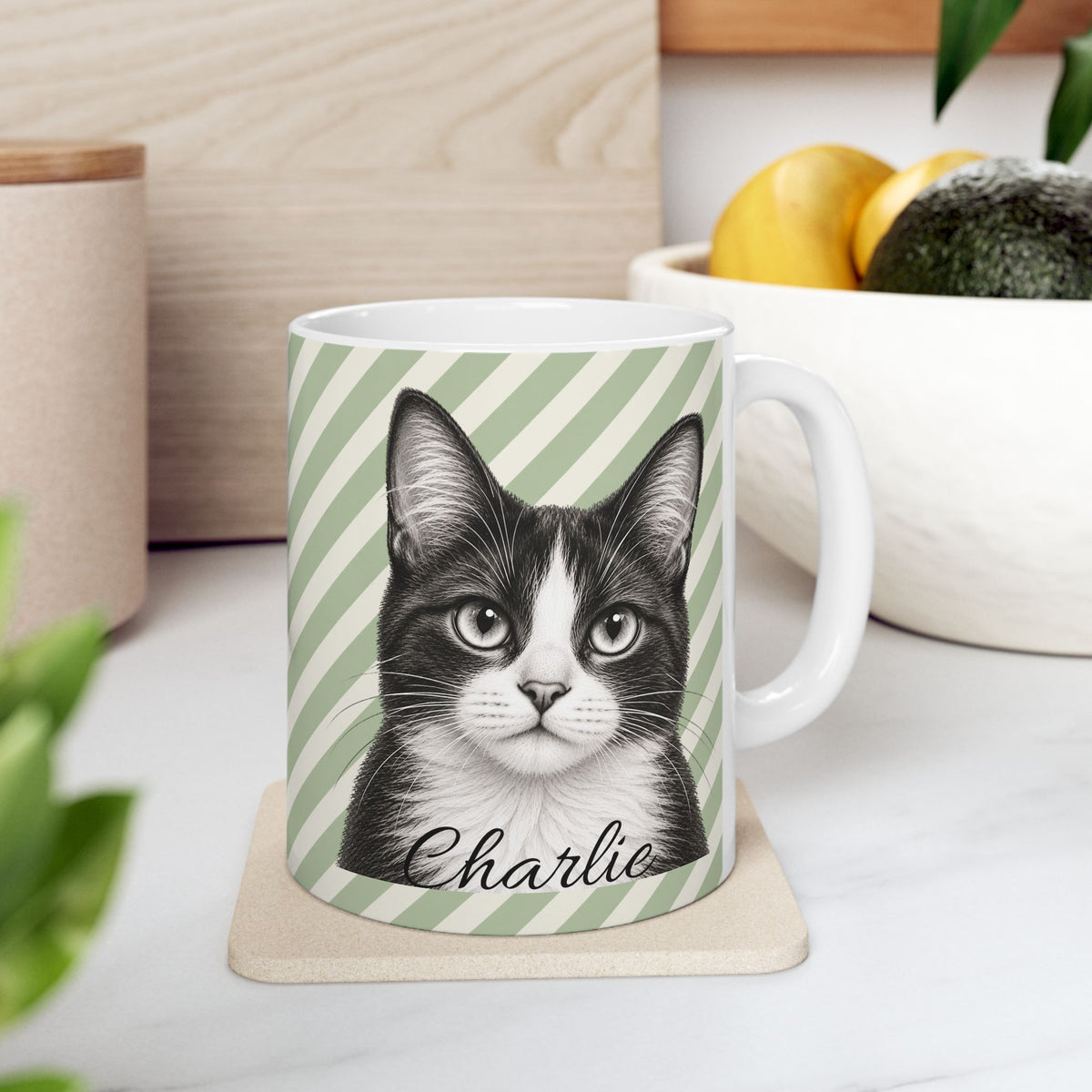 Personalized Tuxedo Cat Mug, Custom Cat Name Coffee Cup, Tuxedo Cat Lover Gift, Personalized Cat Mug