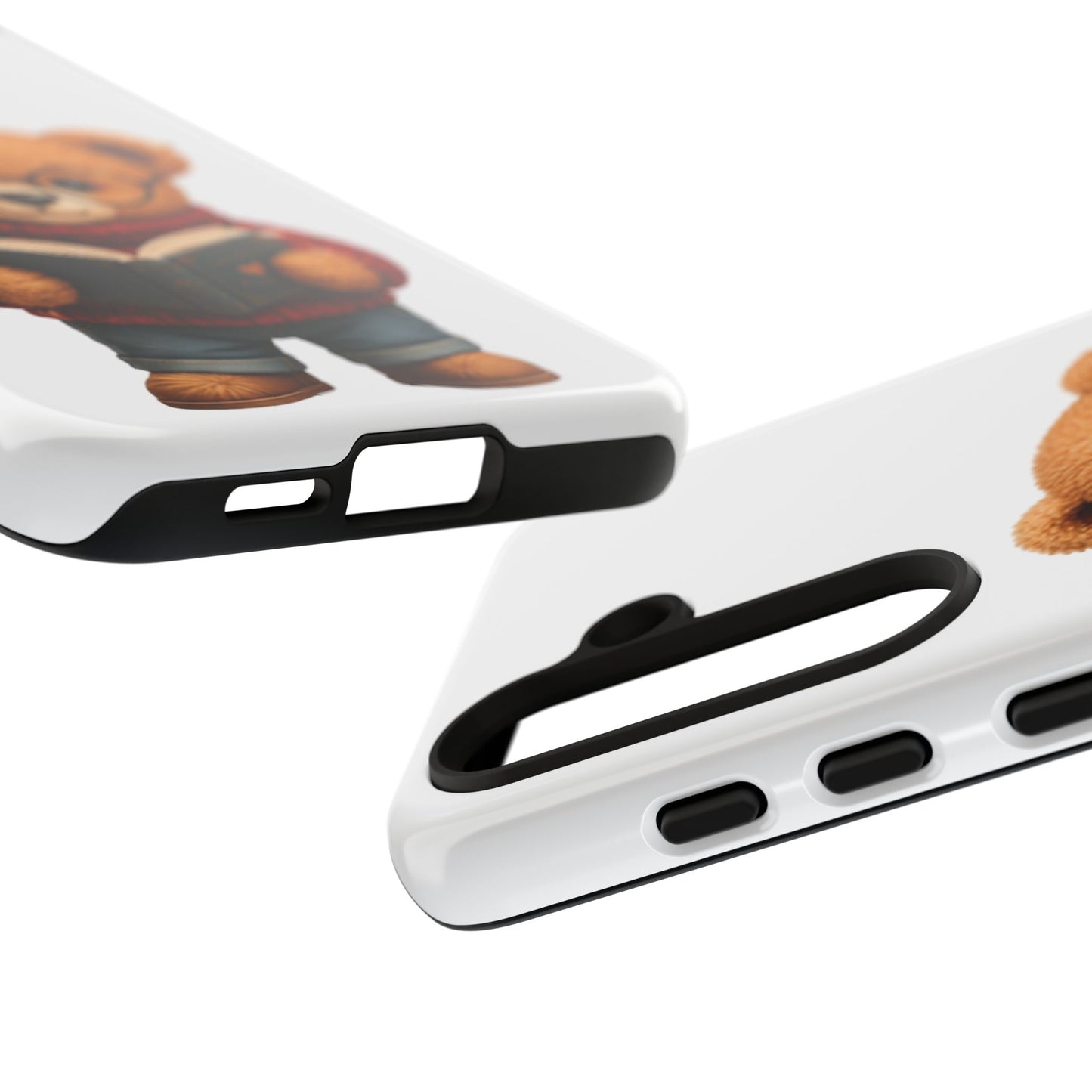 Personalized Teddy Bear Phone Case | Cute Book Lover iPhone & Samsung Case | Custom Name Floral