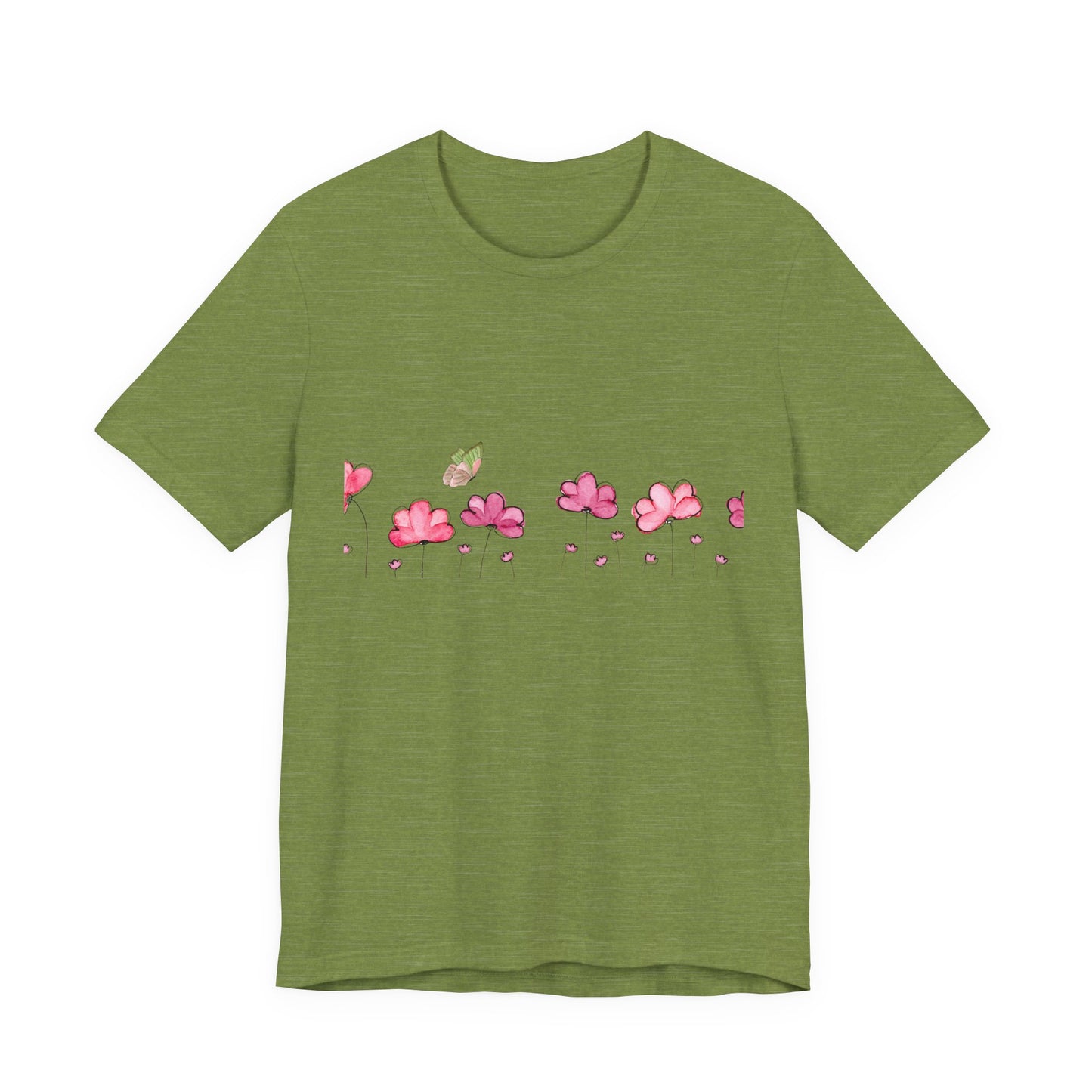 Floral butterfly T-shirt, botanical flower T-shirt, gift for nature lovers, spring T-shirt for women