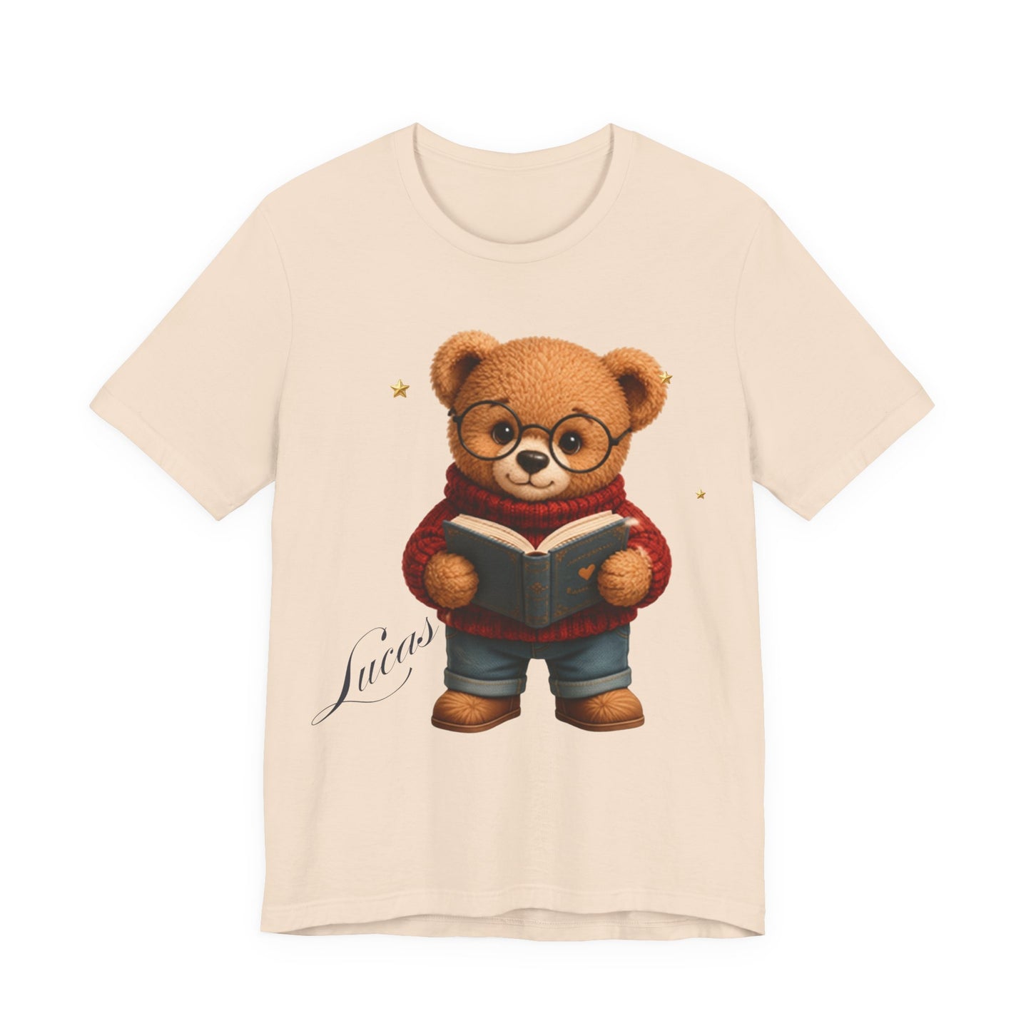 Personalized Teddy Bear Shirt, Custom Name Bear Gift, Cute Reading Bear