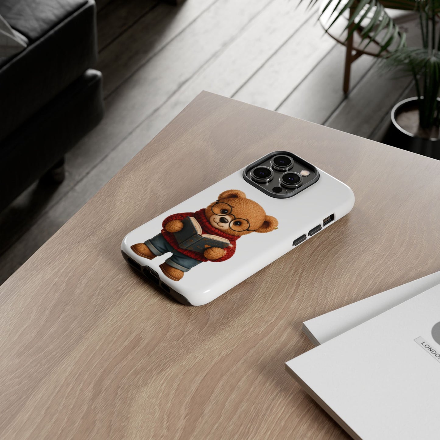 Personalized Teddy Bear Phone Case | Cute Book Lover iPhone & Samsung Case | Custom Name Floral