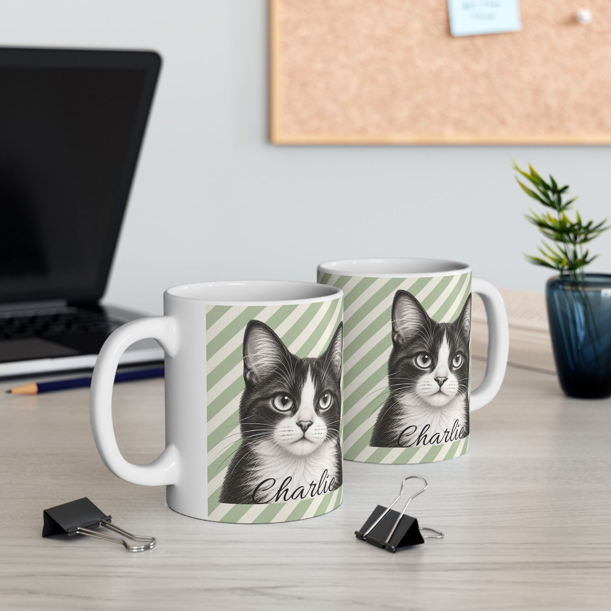 Personalized Tuxedo Cat Mug, Custom Cat Name Coffee Cup, Tuxedo Cat Lover Gift, Personalized Cat Mug