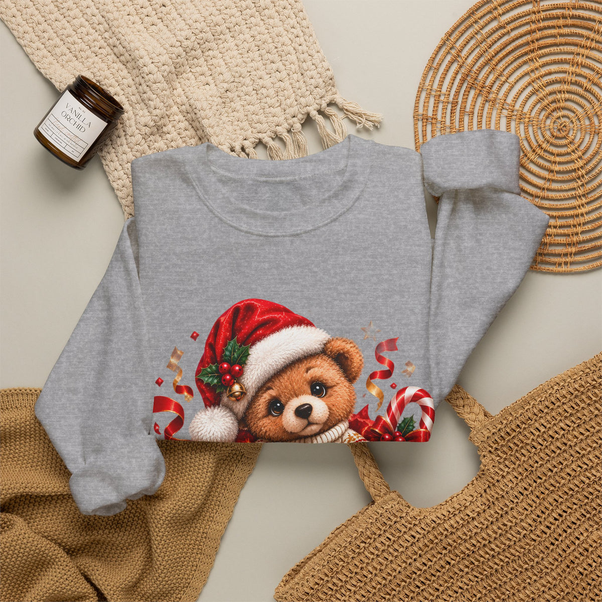 Christmas Bear Sweatshirt, Cute Teddy Bear Crewneck, Holiday Sweatshirt, Christmas Gift, Cozy Winter Sweater
