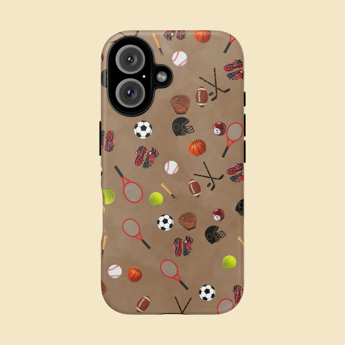 Sports Pattern Phone Case | Athletic iPhone & Samsung Tough Case | Soccer Baseball Basketball Tennis Football Design | Sports Lover Gift