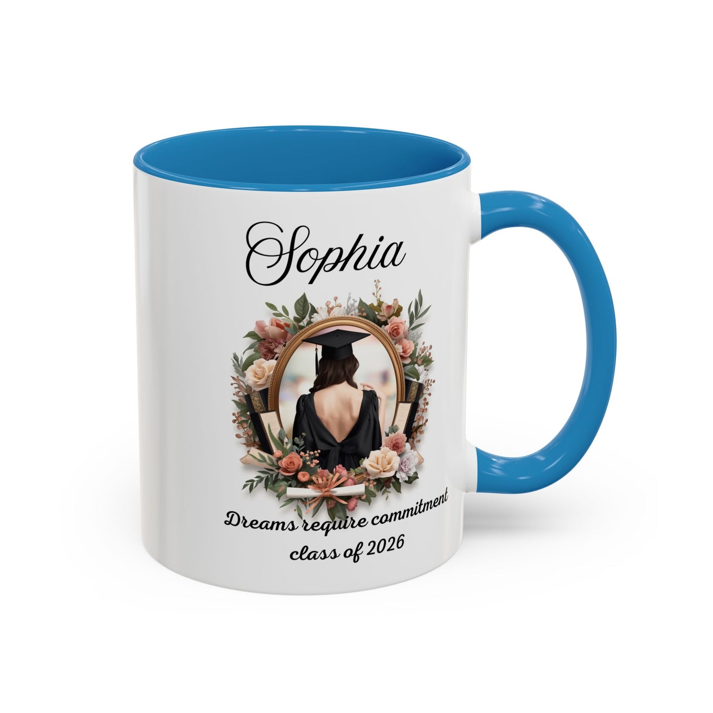 Personalized Graduation Coffee Mug | Class of 2026 Gift for Her | Floral College Mug