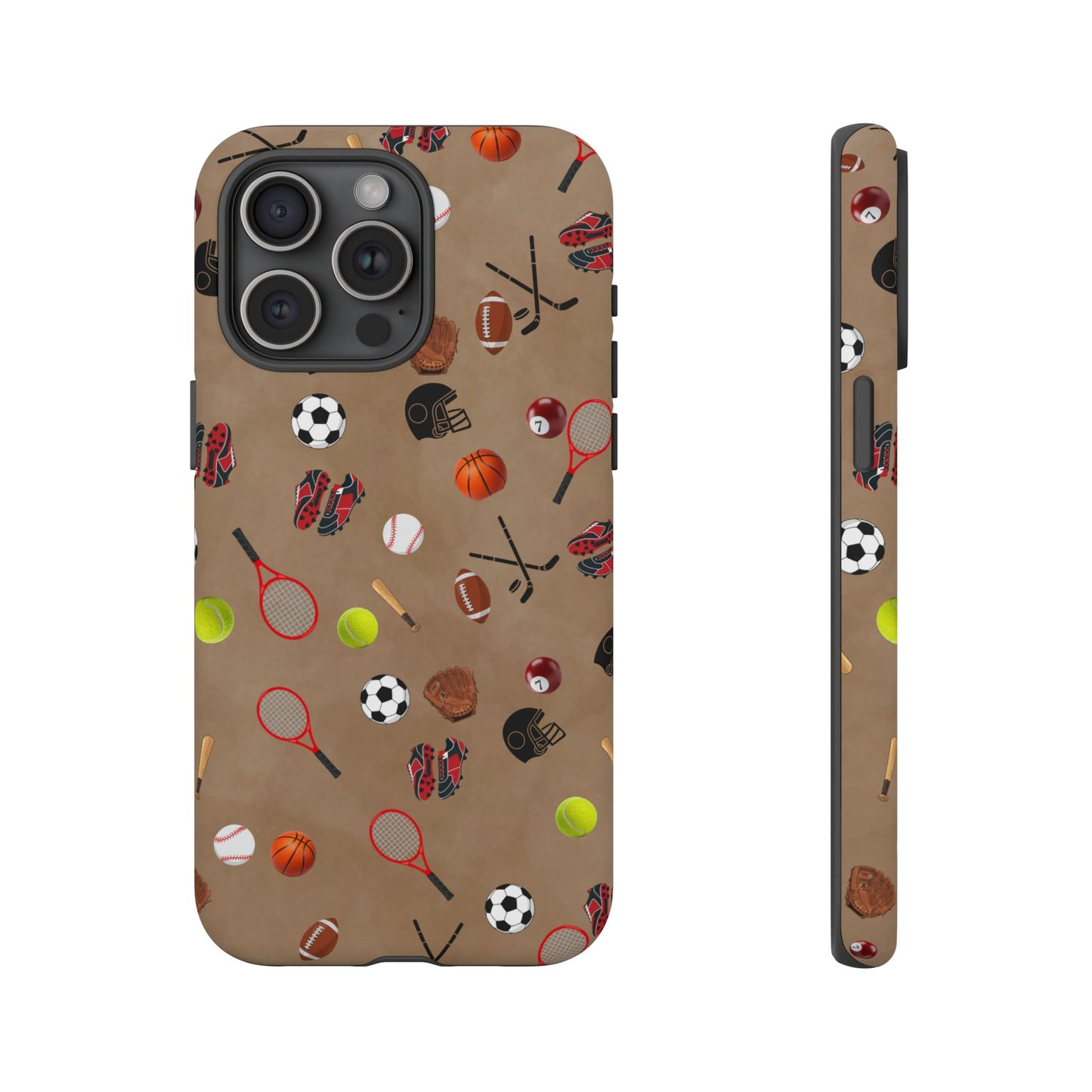 Sports Pattern Phone Case | Athletic iPhone & Samsung Tough Case | Soccer Baseball Basketball Tennis Football Design | Sports Lover Gift