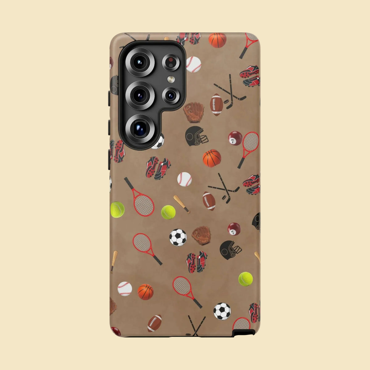Sports Pattern Phone Case | Athletic iPhone & Samsung Tough Case | Soccer Baseball Basketball Tennis Football Design | Sports Lover Gift