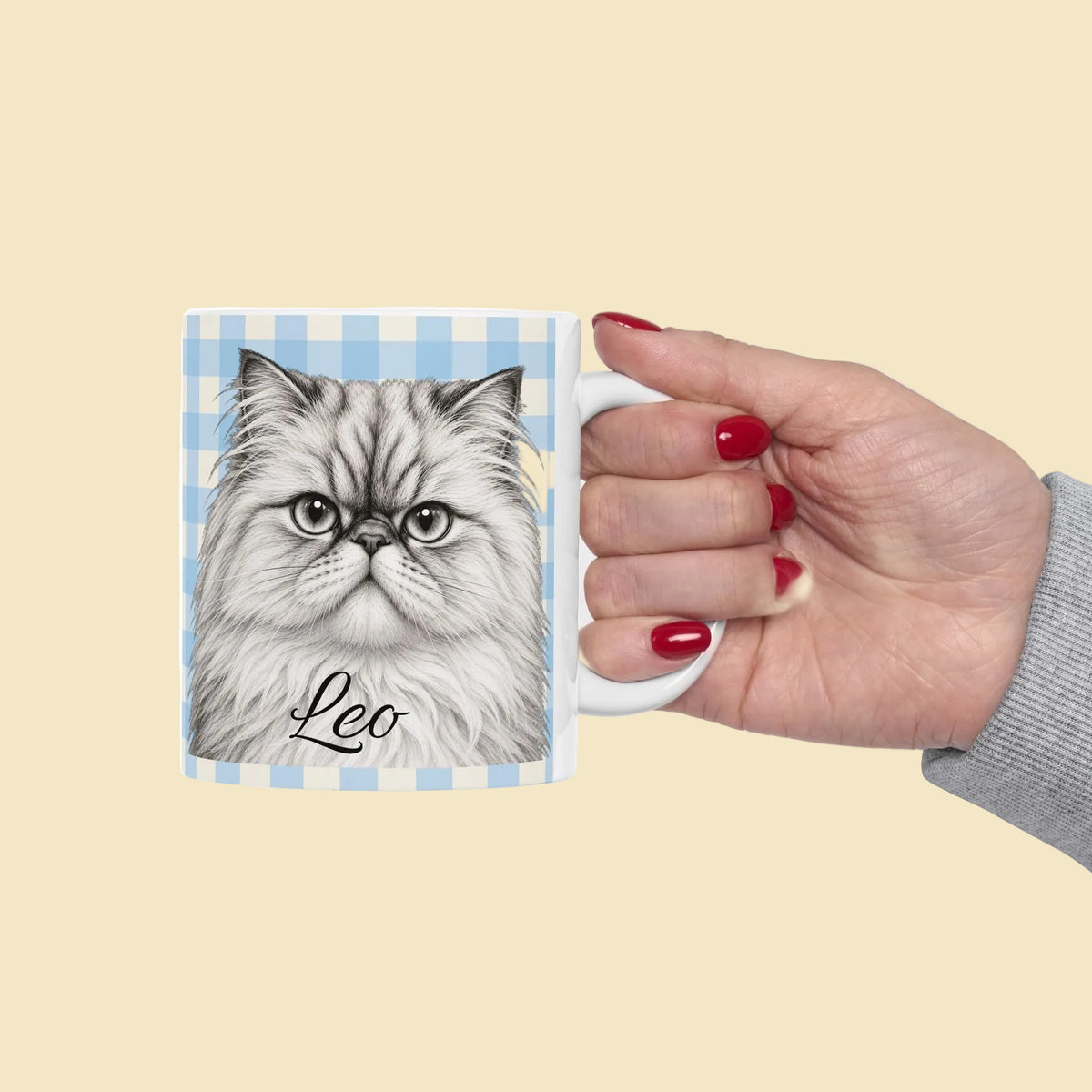 Personalized Persian Cat Mug, Custom Cat Name Coffee Cup, Persian Cat Lover Gift, Personalized Cat Mug