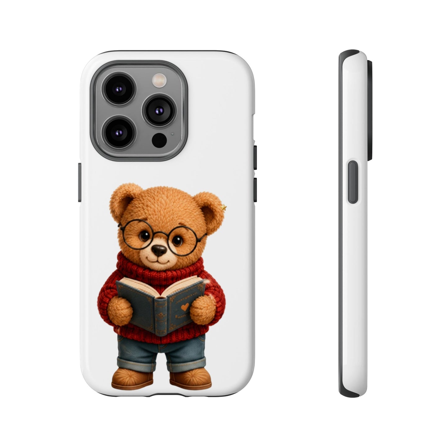 Personalized Teddy Bear Phone Case | Cute Book Lover iPhone & Samsung Case | Custom Name Floral