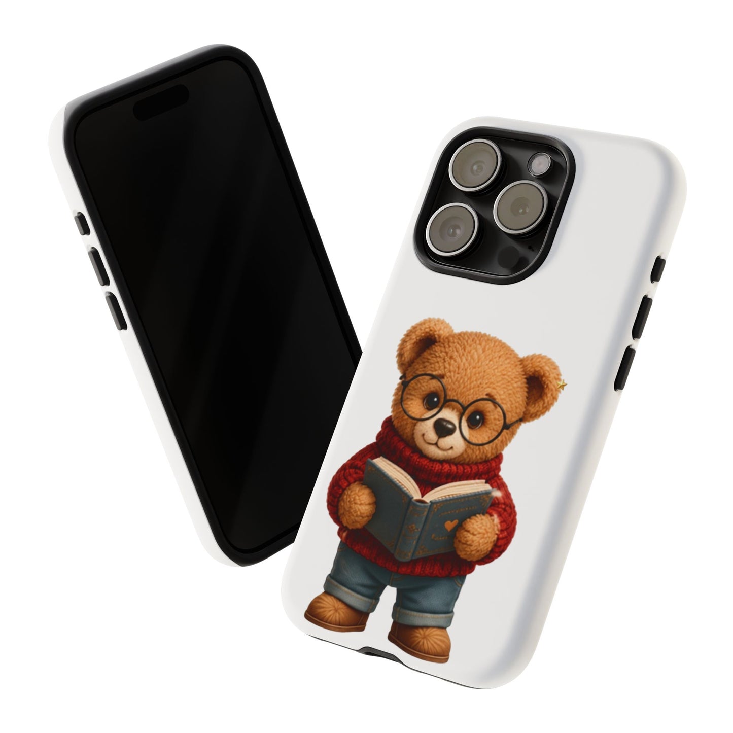 Personalized Teddy Bear Phone Case | Cute Book Lover iPhone & Samsung Case | Custom Name Floral