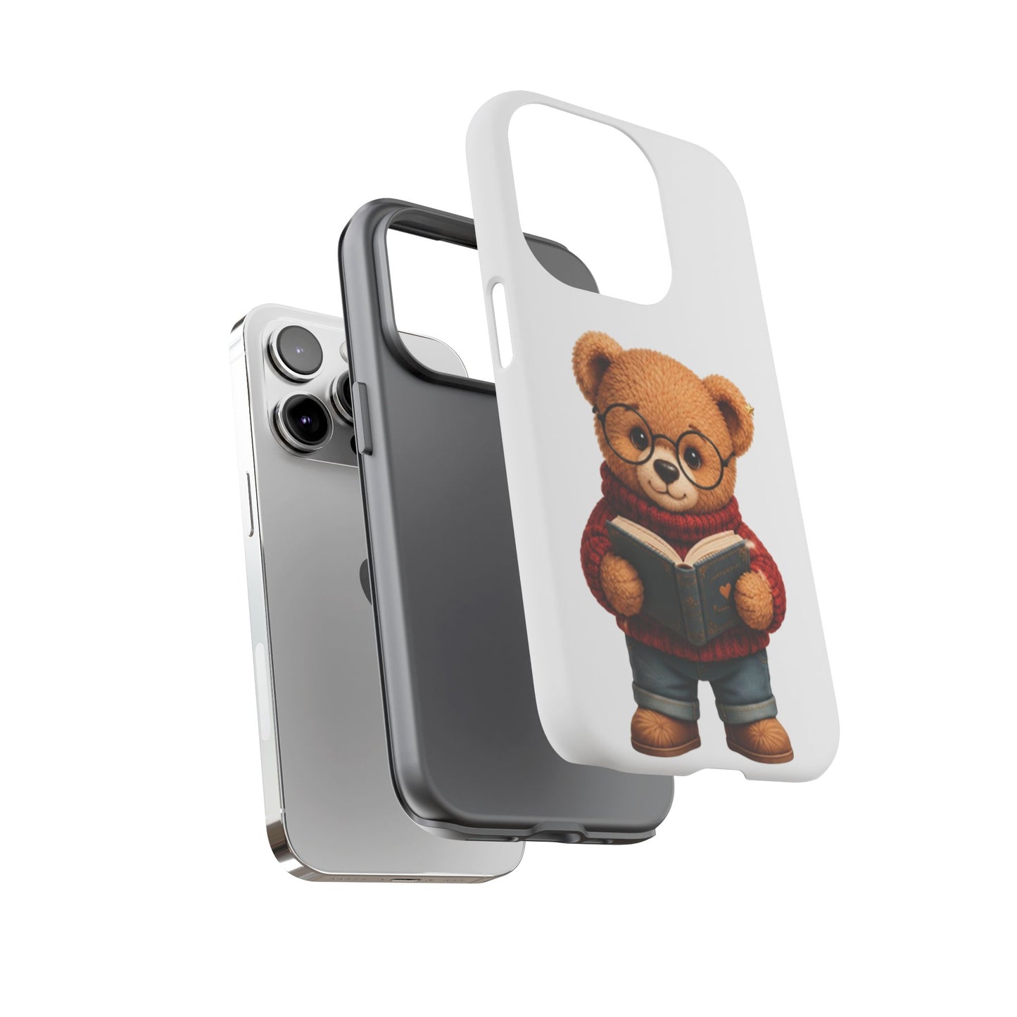 Personalized Teddy Bear Phone Case | Cute Book Lover iPhone & Samsung Case | Custom Name Floral
