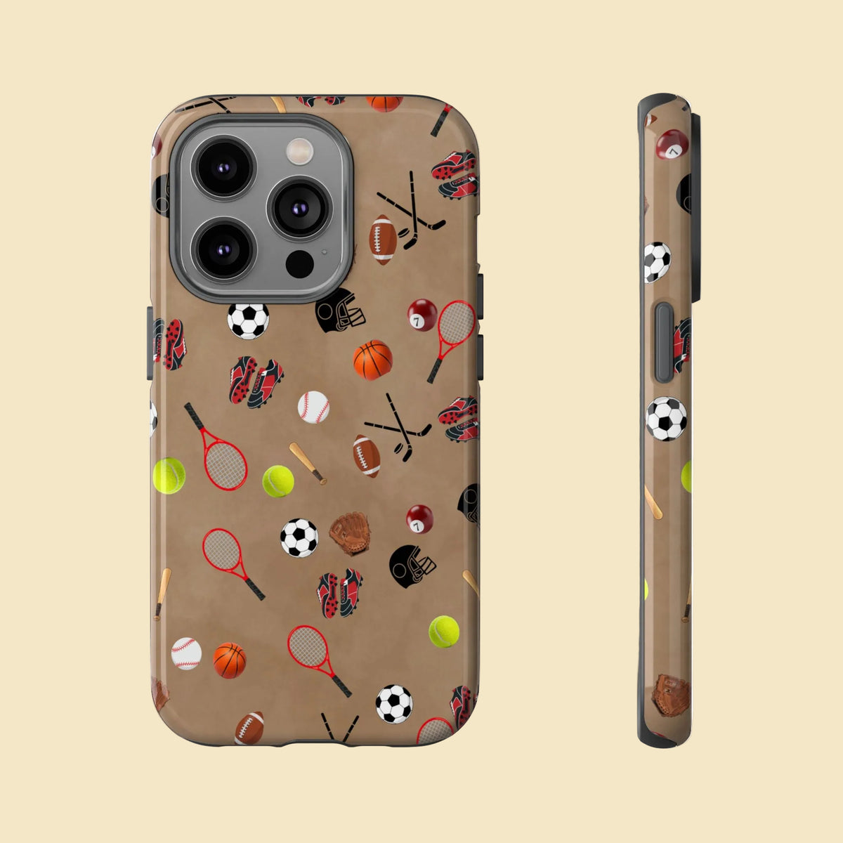 Sports Pattern Phone Case | Athletic iPhone & Samsung Tough Case | Soccer Baseball Basketball Tennis Football Design | Sports Lover Gift