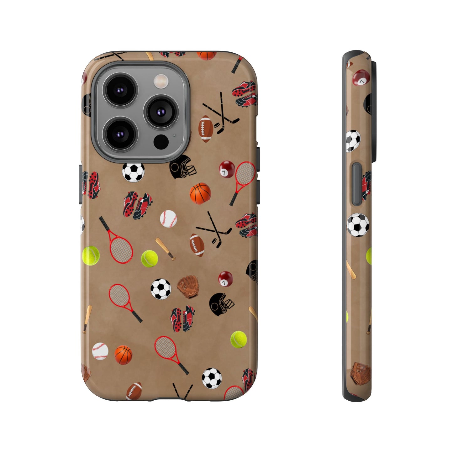 Sports Pattern Phone Case | Athletic iPhone & Samsung Tough Case | Soccer Baseball Basketball Tennis Football Design | Sports Lover Gift