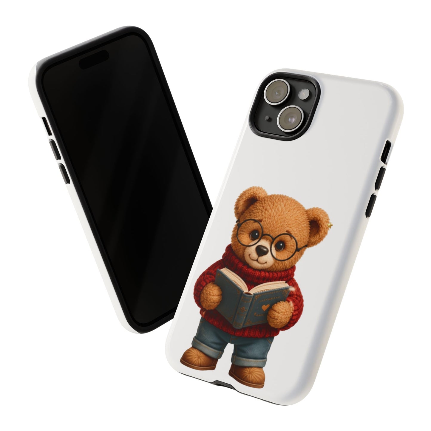 Personalized Teddy Bear Phone Case | Cute Book Lover iPhone & Samsung Case | Custom Name Floral