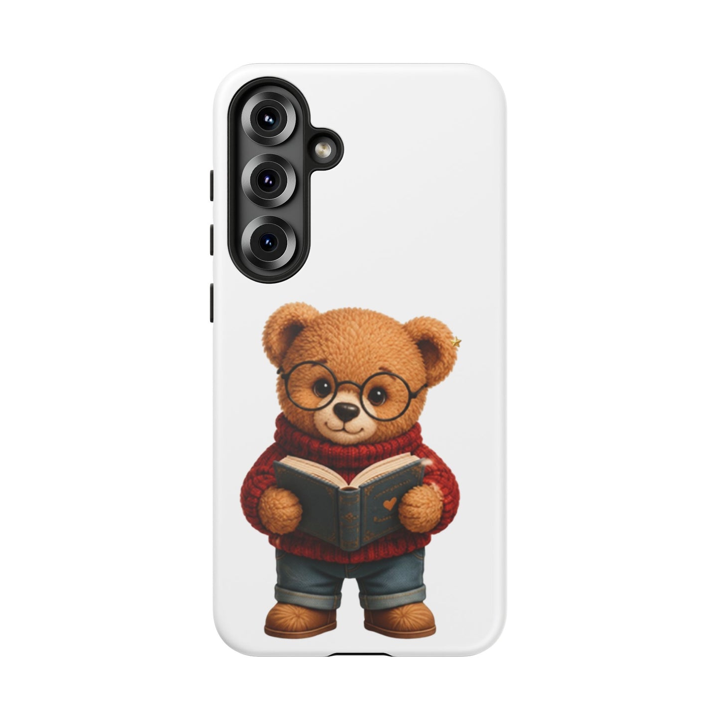 Personalized Teddy Bear Phone Case | Cute Book Lover iPhone & Samsung Case | Custom Name Floral