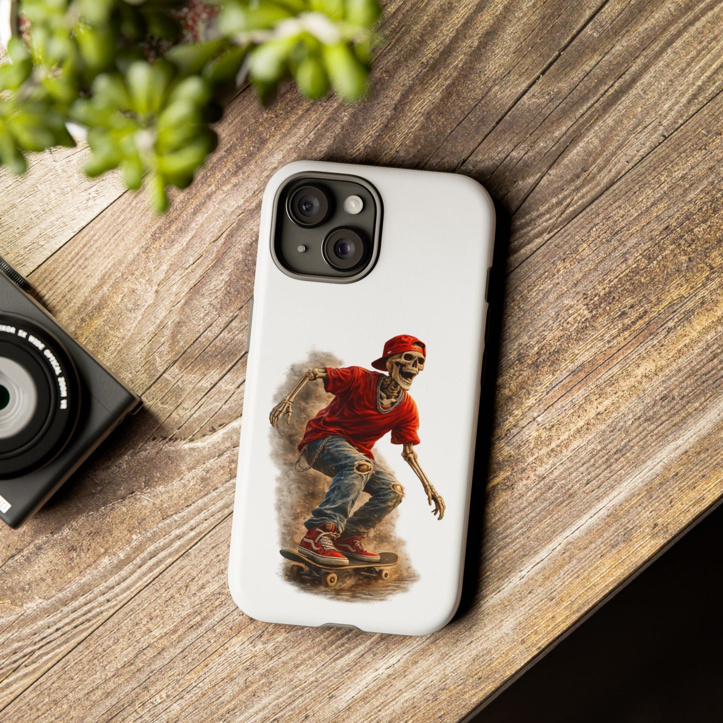 Skeleton Skateboard Phone Case | Gothic Skater iPhone & Samsung Case | Vintage Streetwear Cover