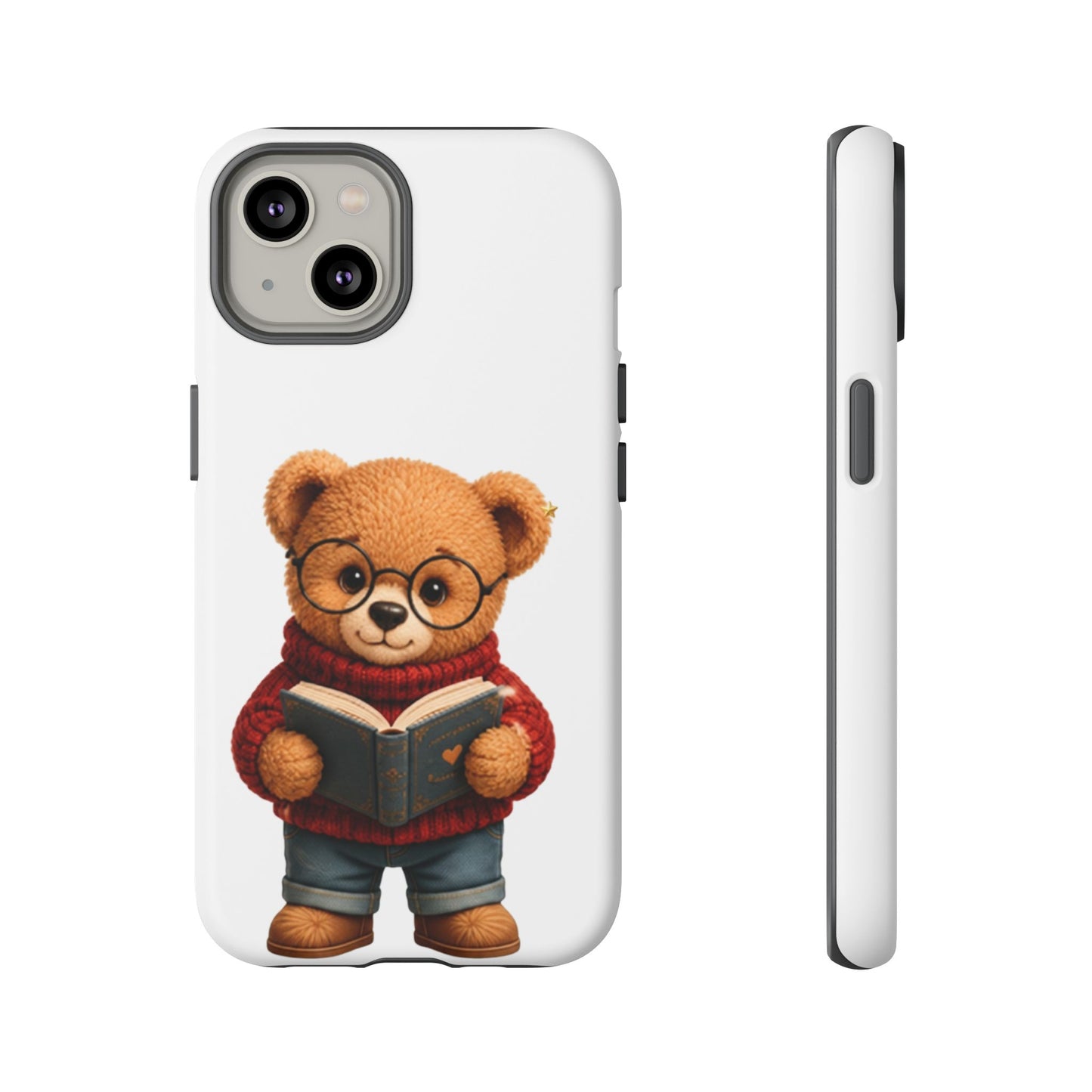 Personalized Teddy Bear Phone Case | Cute Book Lover iPhone & Samsung Case | Custom Name Floral