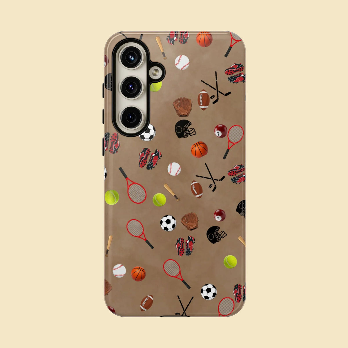 Sports Pattern Phone Case | Athletic iPhone & Samsung Tough Case | Soccer Baseball Basketball Tennis Football Design | Sports Lover Gift