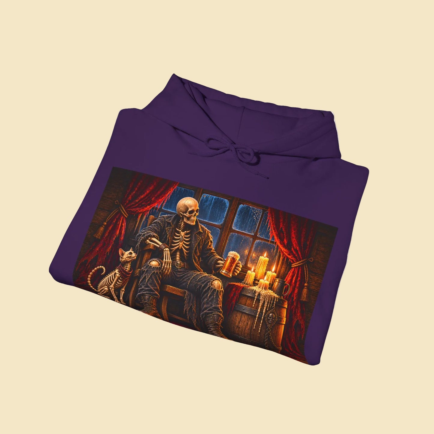 Skeleton Pirate Hoodie – Dark Fantasy Tavern Graphic Sweatshirt, Gothic Skull Hoodie