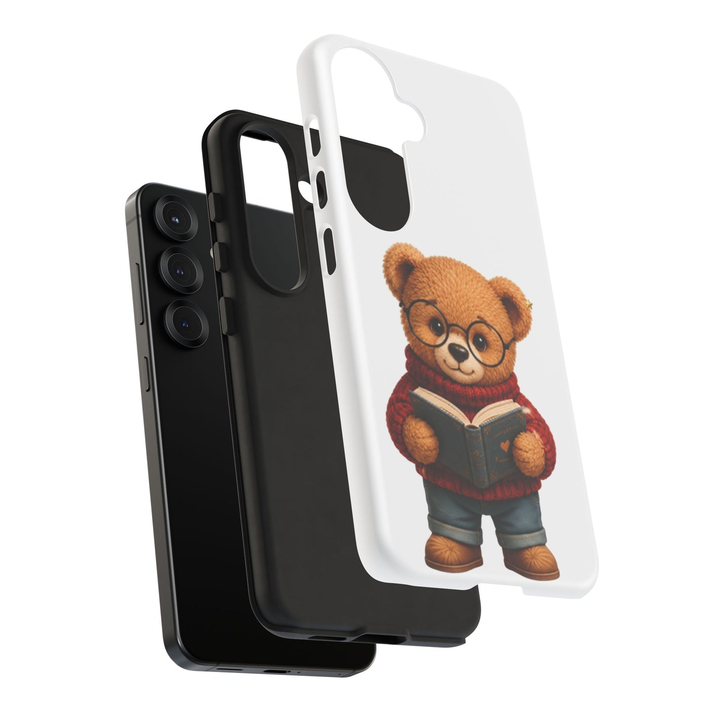 Personalized Teddy Bear Phone Case | Cute Book Lover iPhone & Samsung Case | Custom Name Floral