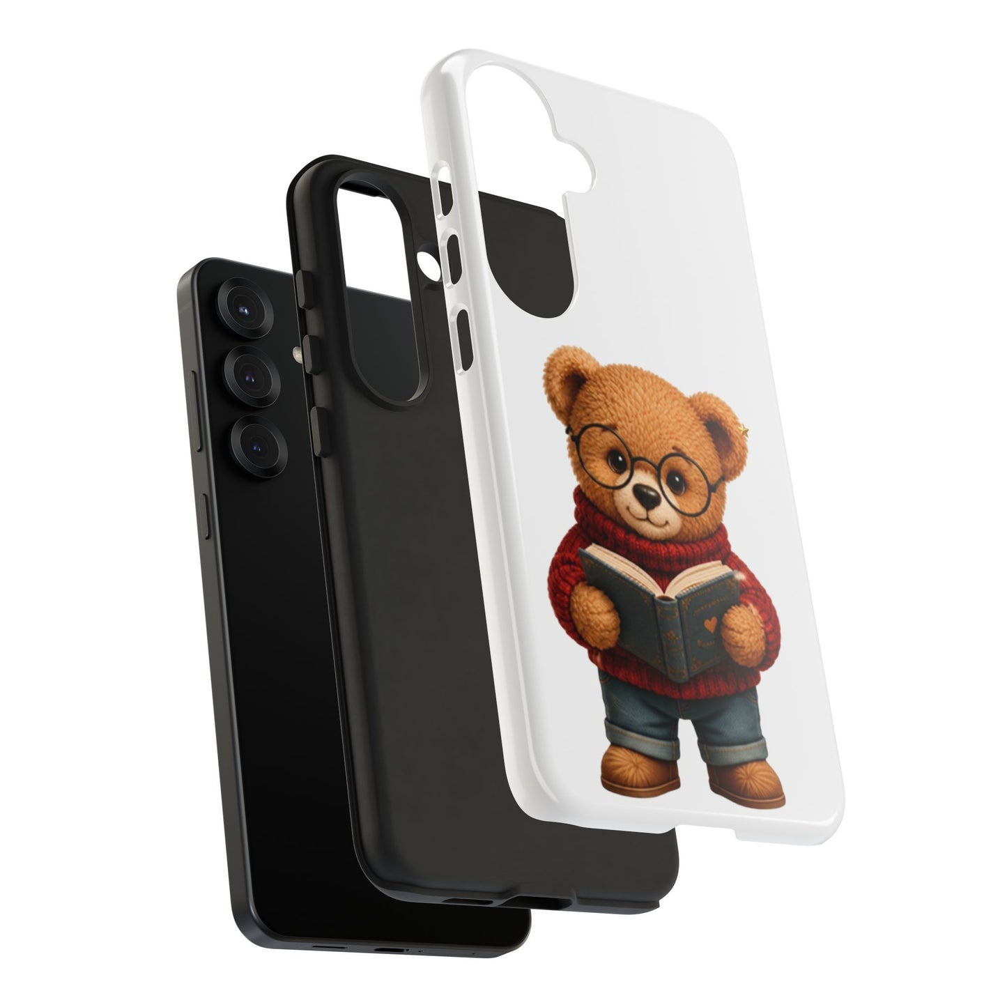 Personalized Teddy Bear Phone Case | Cute Book Lover iPhone & Samsung Case | Custom Name Floral