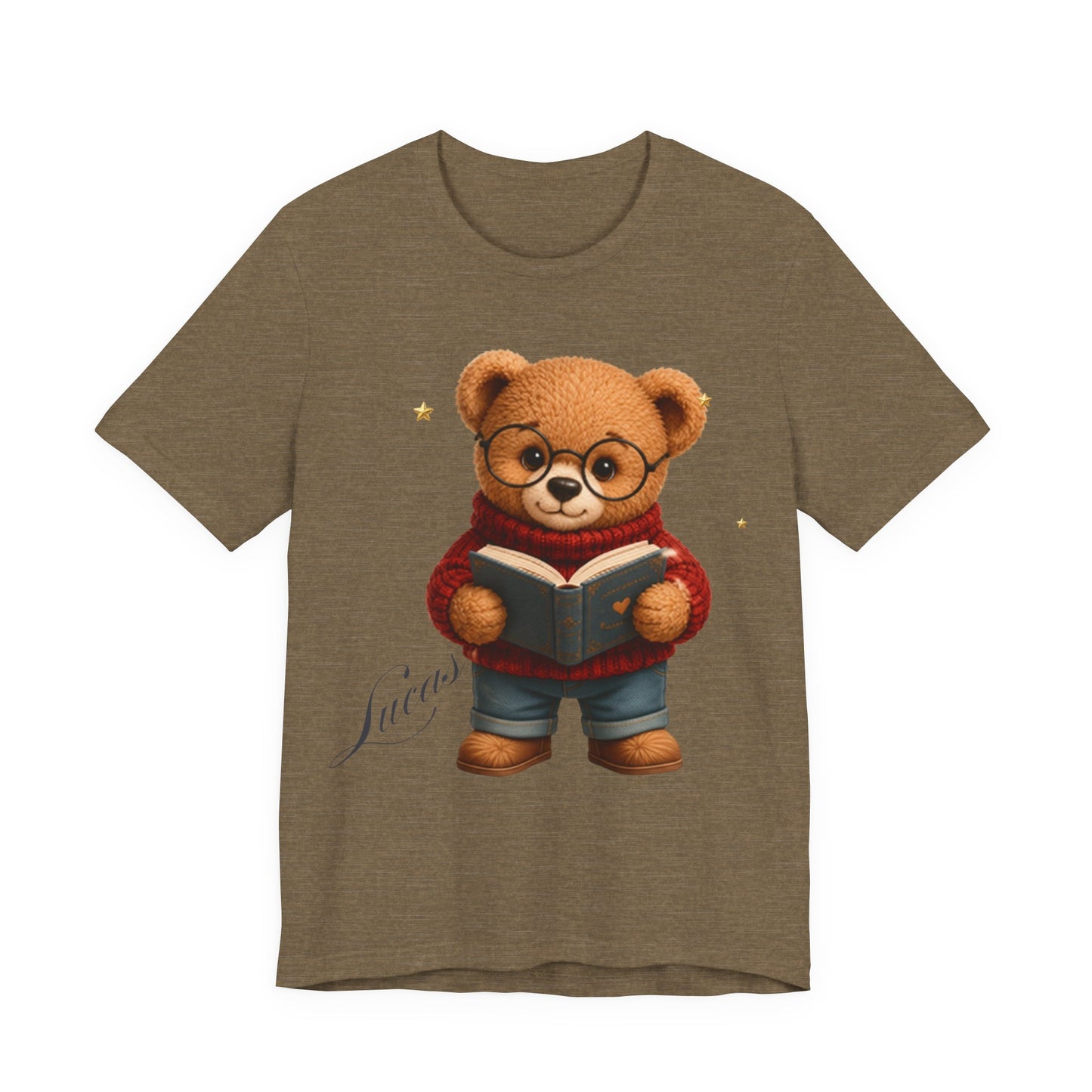 Personalized Teddy Bear Shirt, Custom Name Bear Gift, Cute Reading Bear