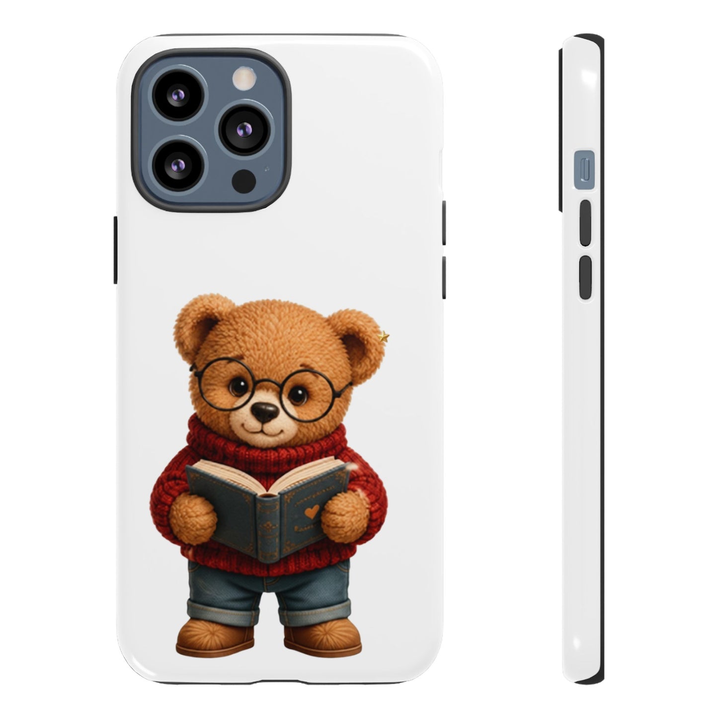 Personalized Teddy Bear Phone Case | Cute Book Lover iPhone & Samsung Case | Custom Name Floral