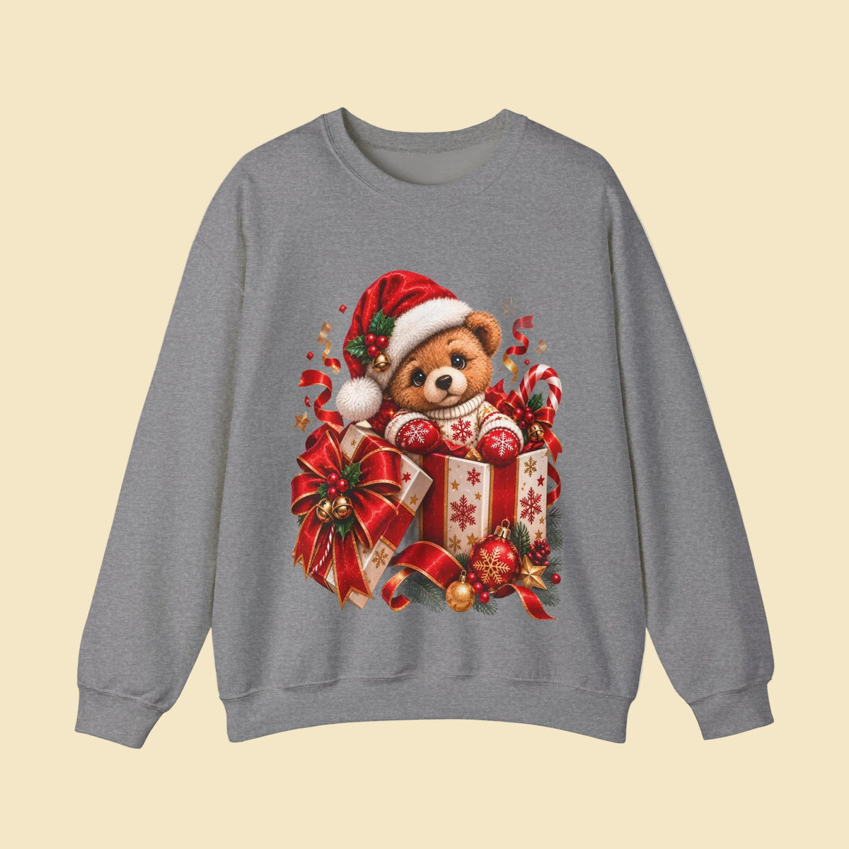 Christmas Bear Sweatshirt, Cute Teddy Bear Crewneck, Holiday Sweatshirt, Christmas Gift, Cozy Winter Sweater