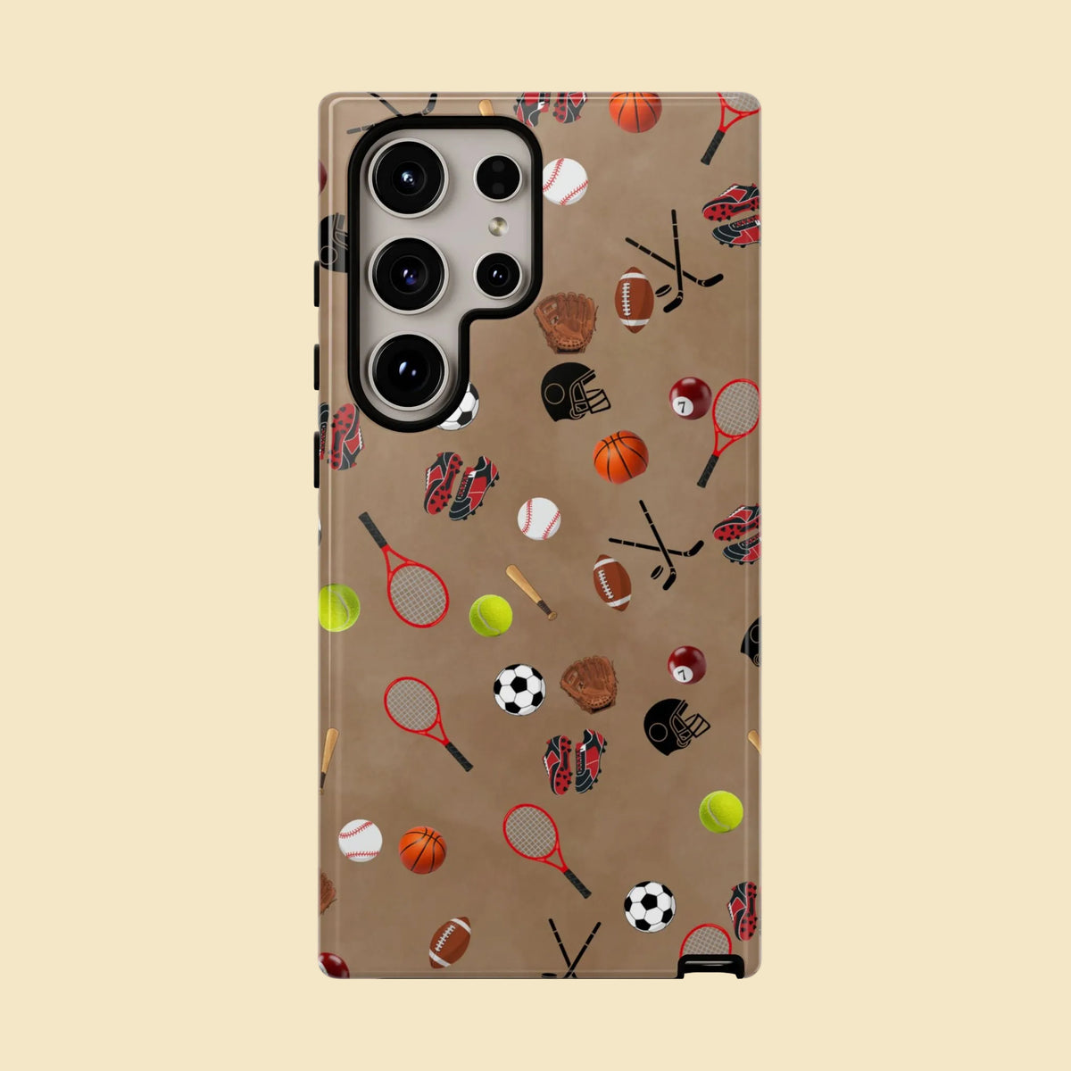 Sports Pattern Phone Case | Athletic iPhone & Samsung Tough Case | Soccer Baseball Basketball Tennis Football Design | Sports Lover Gift