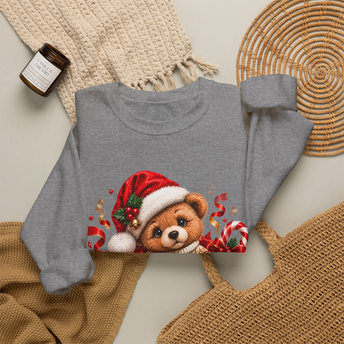 Christmas Bear Sweatshirt, Cute Teddy Bear Crewneck, Holiday Sweatshirt, Christmas Gift, Cozy Winter Sweater