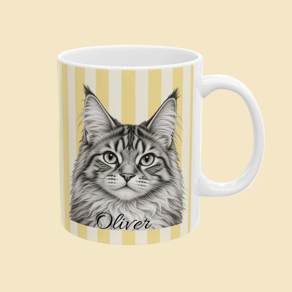 Personalized Maine Coon Mug, Custom Cat Name Coffee Cup, Maine Coon Lover Gift, Personalized Cat Mug